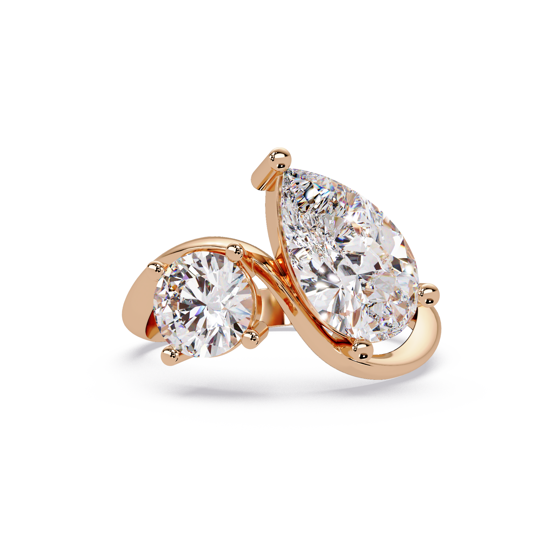 Pear Cut Lab Grown Diamond Two Stone Ring