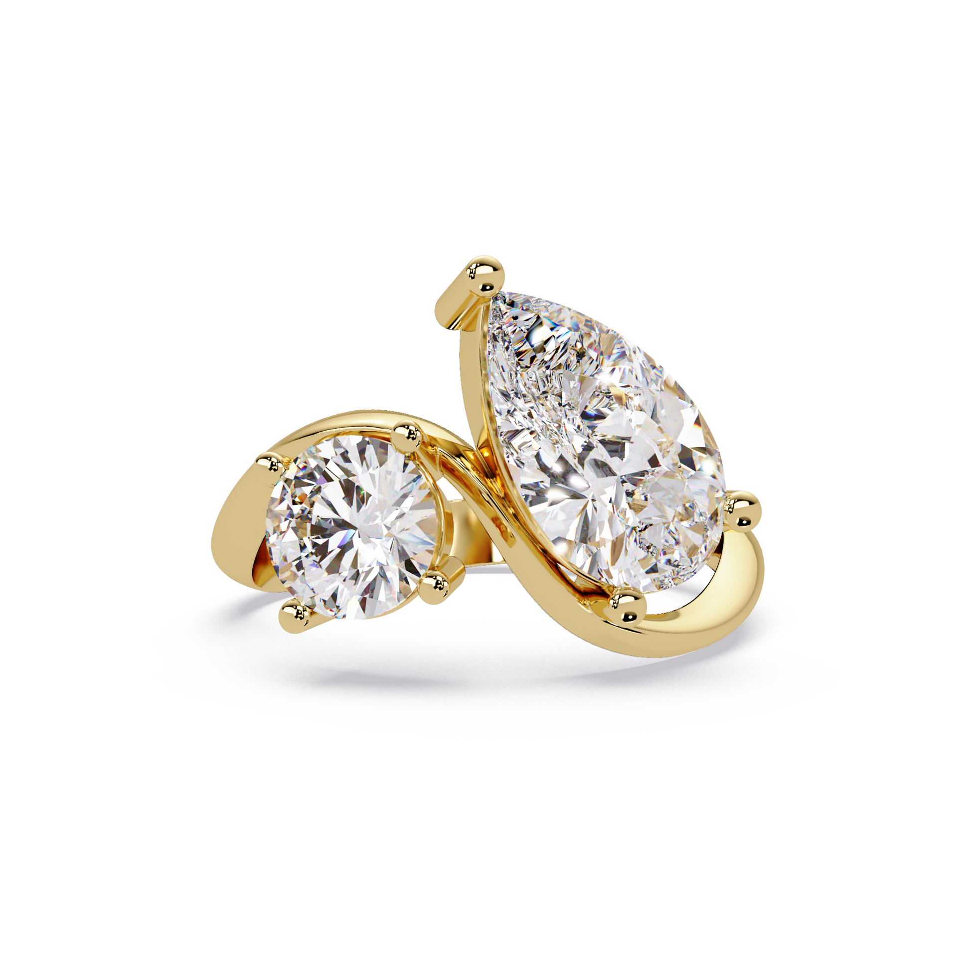 Pear Cut Lab Grown Diamond Two Stone Ring