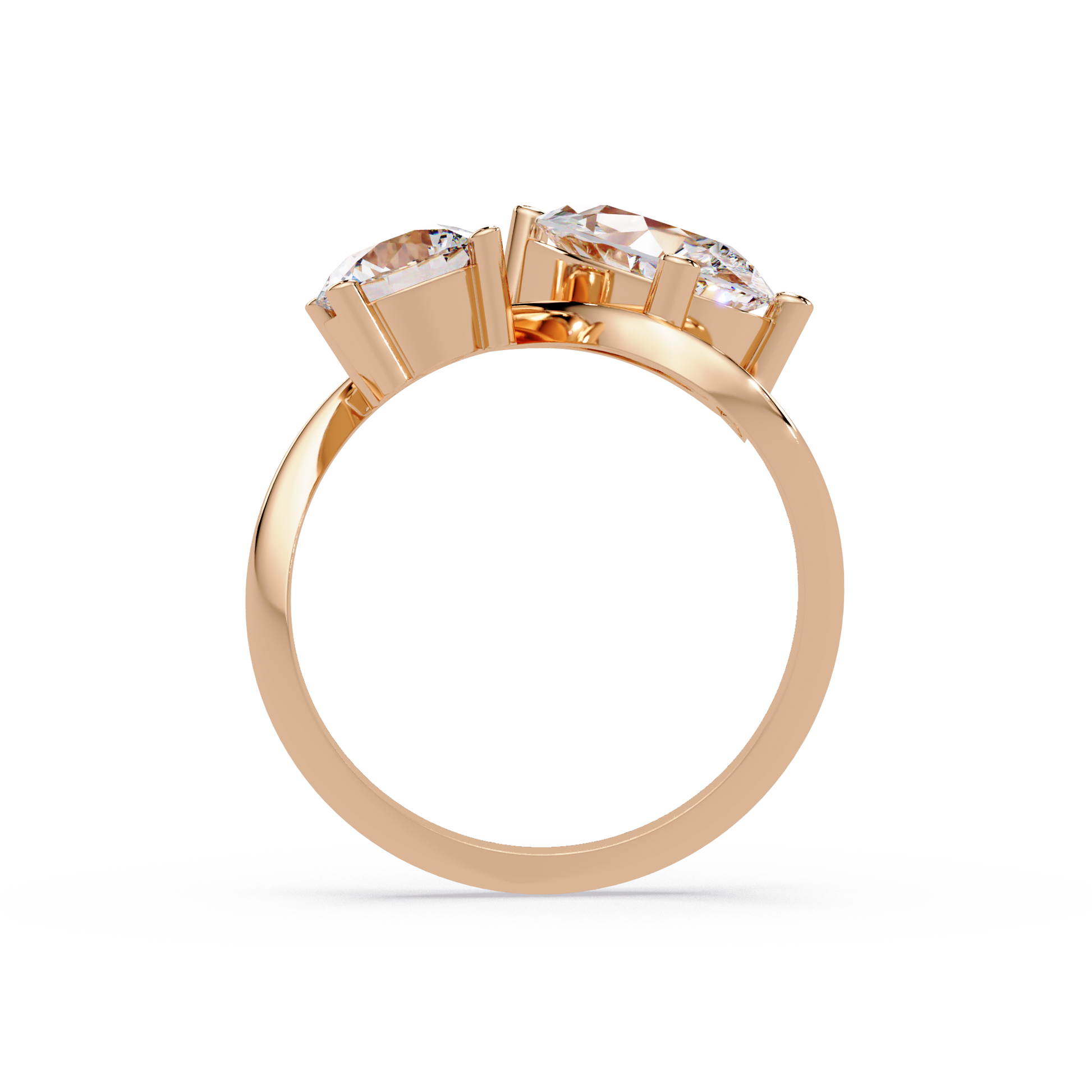 Pear Cut Lab Grown Diamond Two Stone Ring