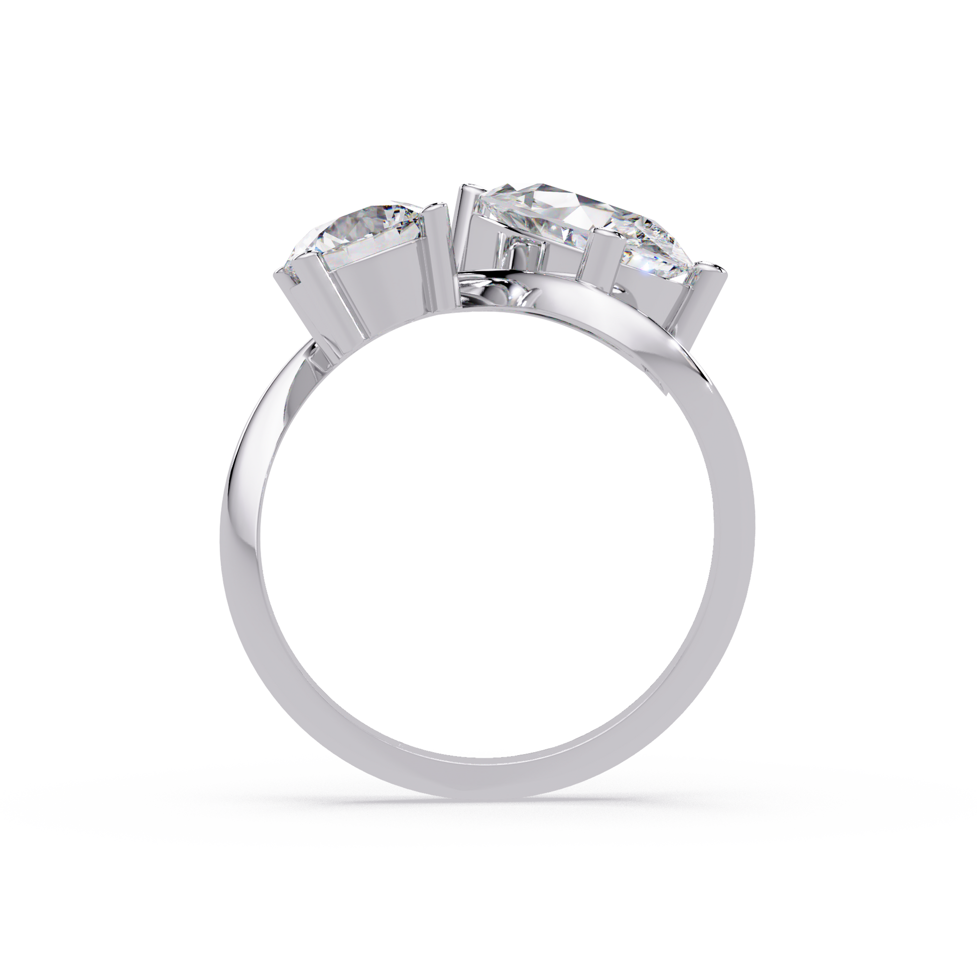 Pear Cut Lab Grown Diamond Two Stone Ring