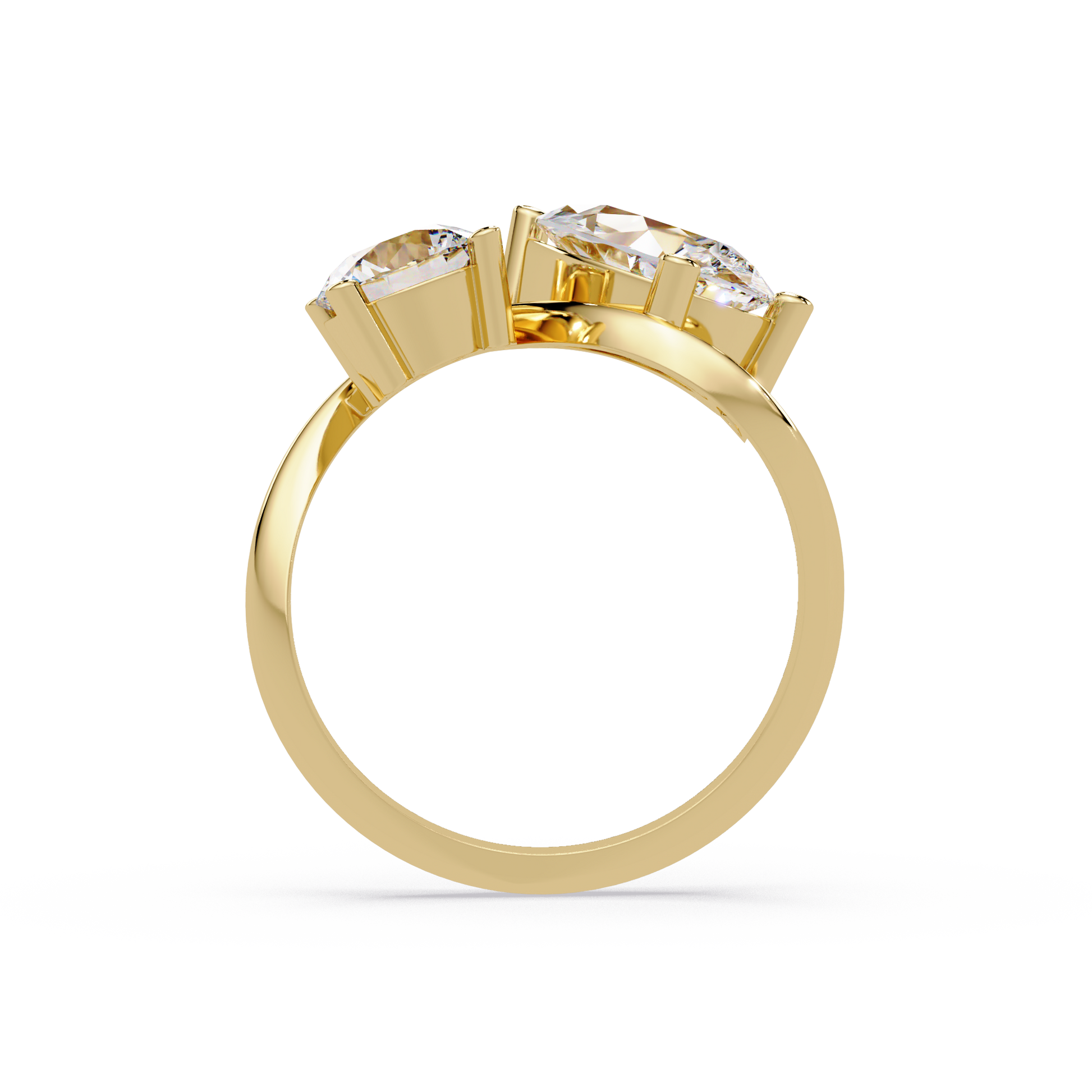Pear Cut Lab Grown Diamond Two Stone Ring