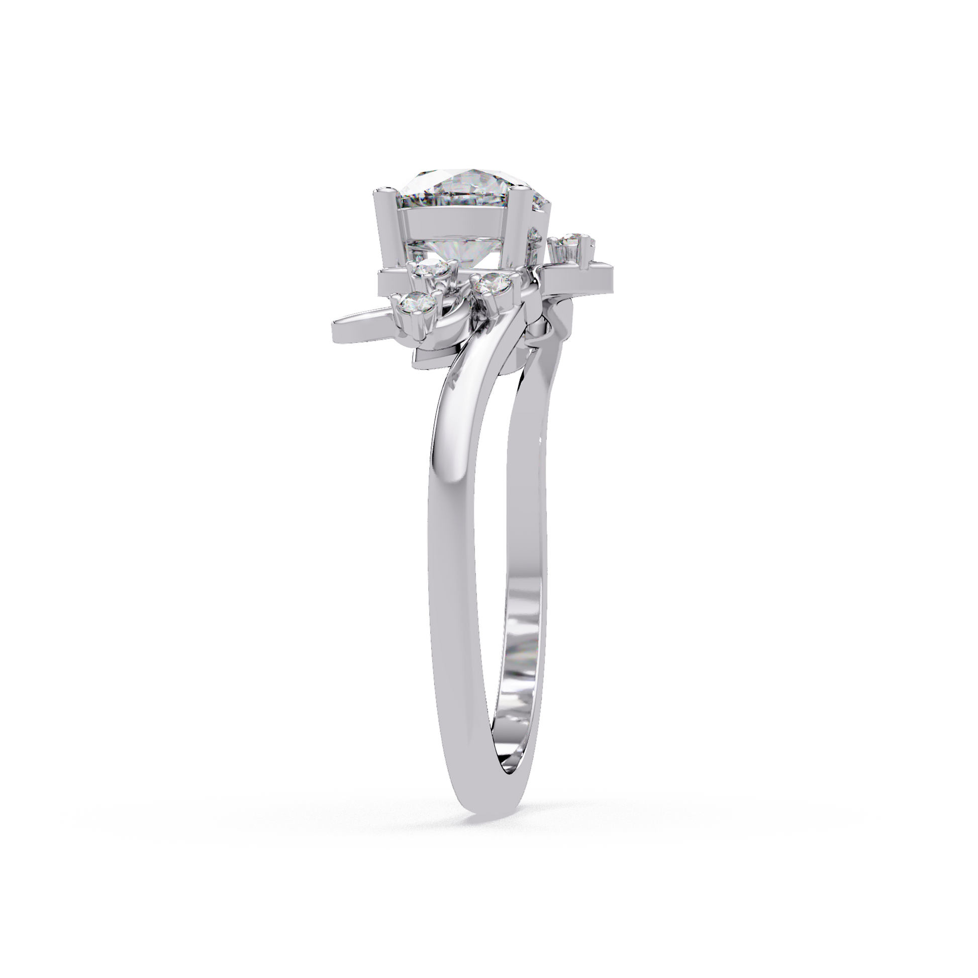 Round Cut Lab Grown Diamond Nature Inspired Ring