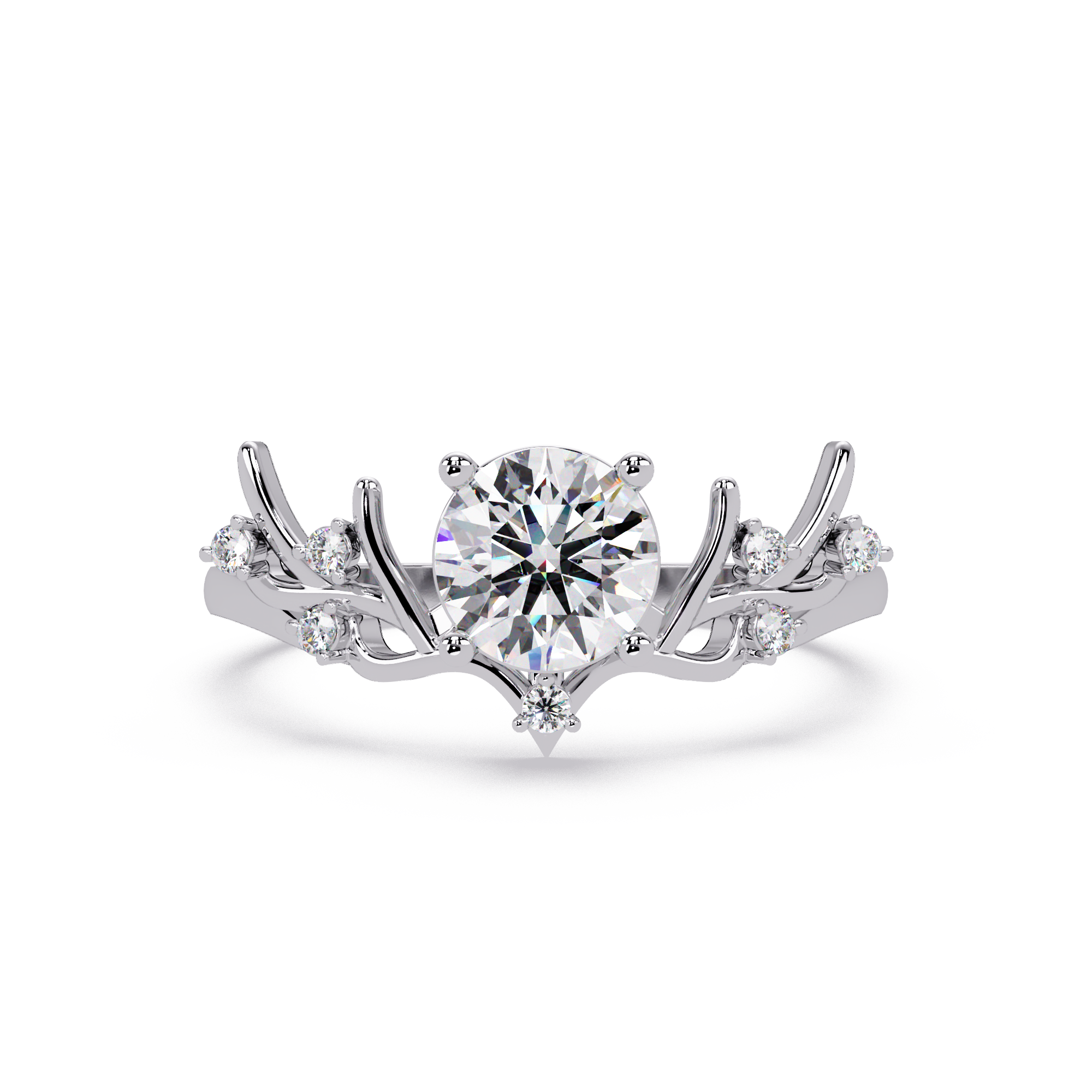 Round Cut Lab Grown Diamond Nature Inspired Ring