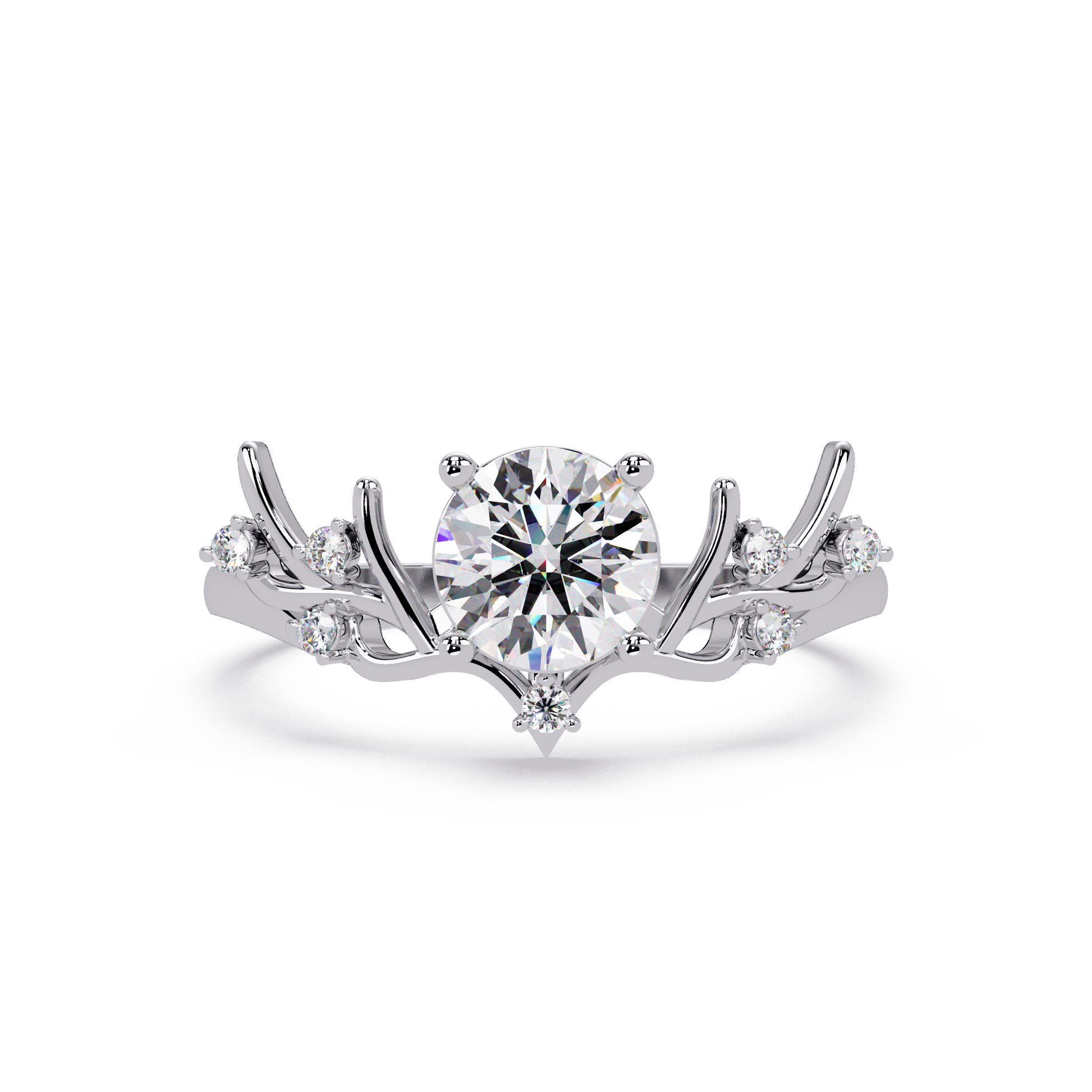 Round Cut Lab Grown Diamond Nature Inspired Ring
