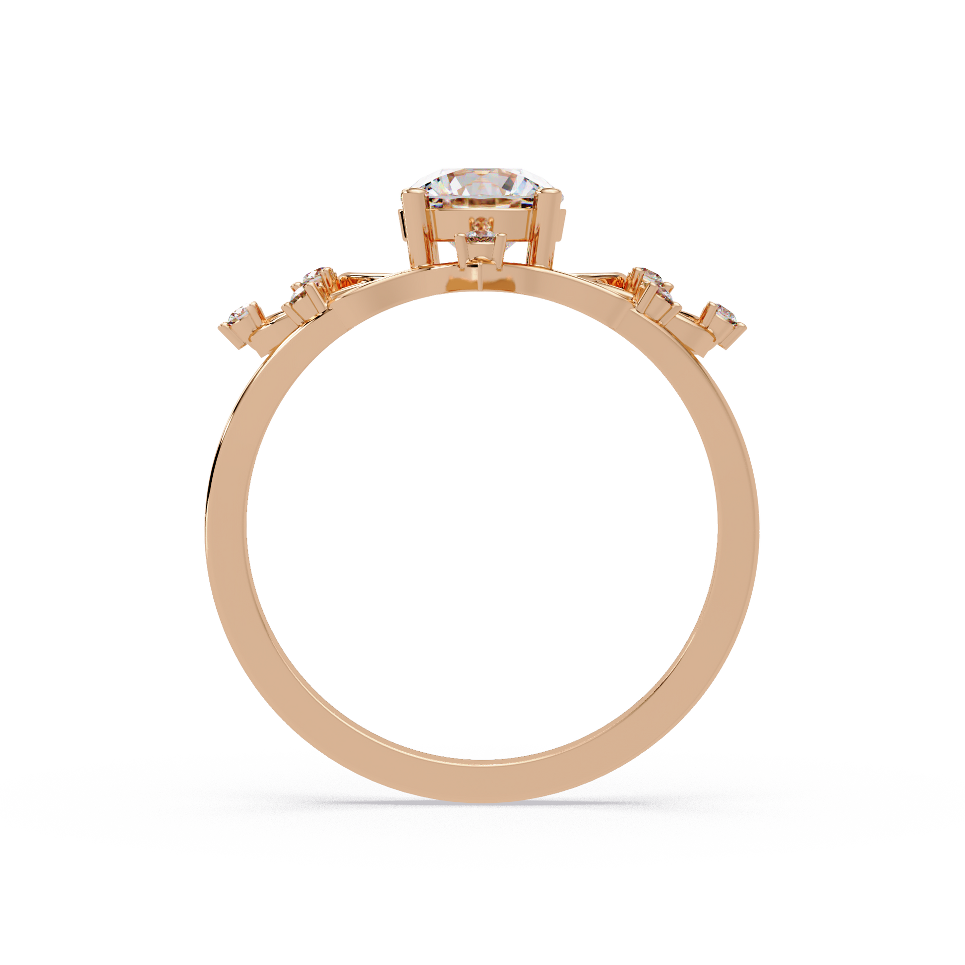 Round Cut Lab Grown Diamond Nature Inspired Ring