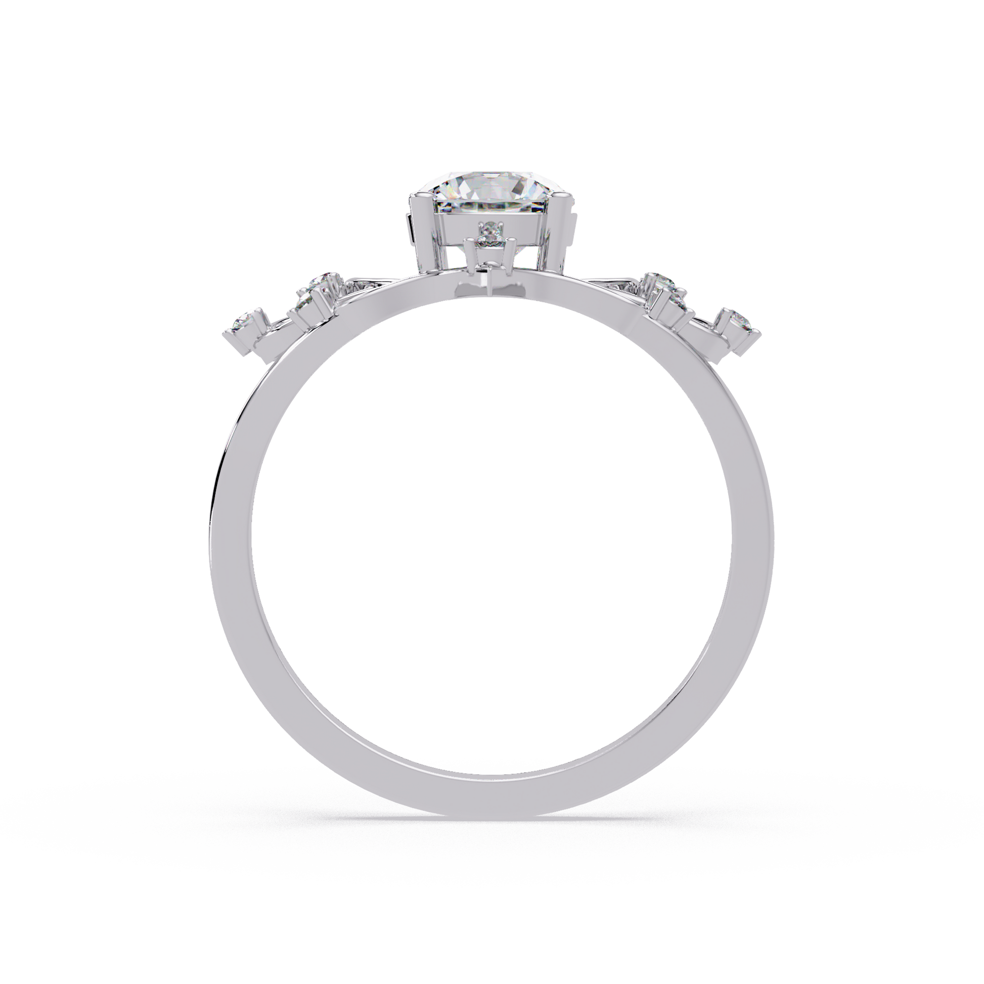 Round Cut Lab Grown Diamond Nature Inspired Ring