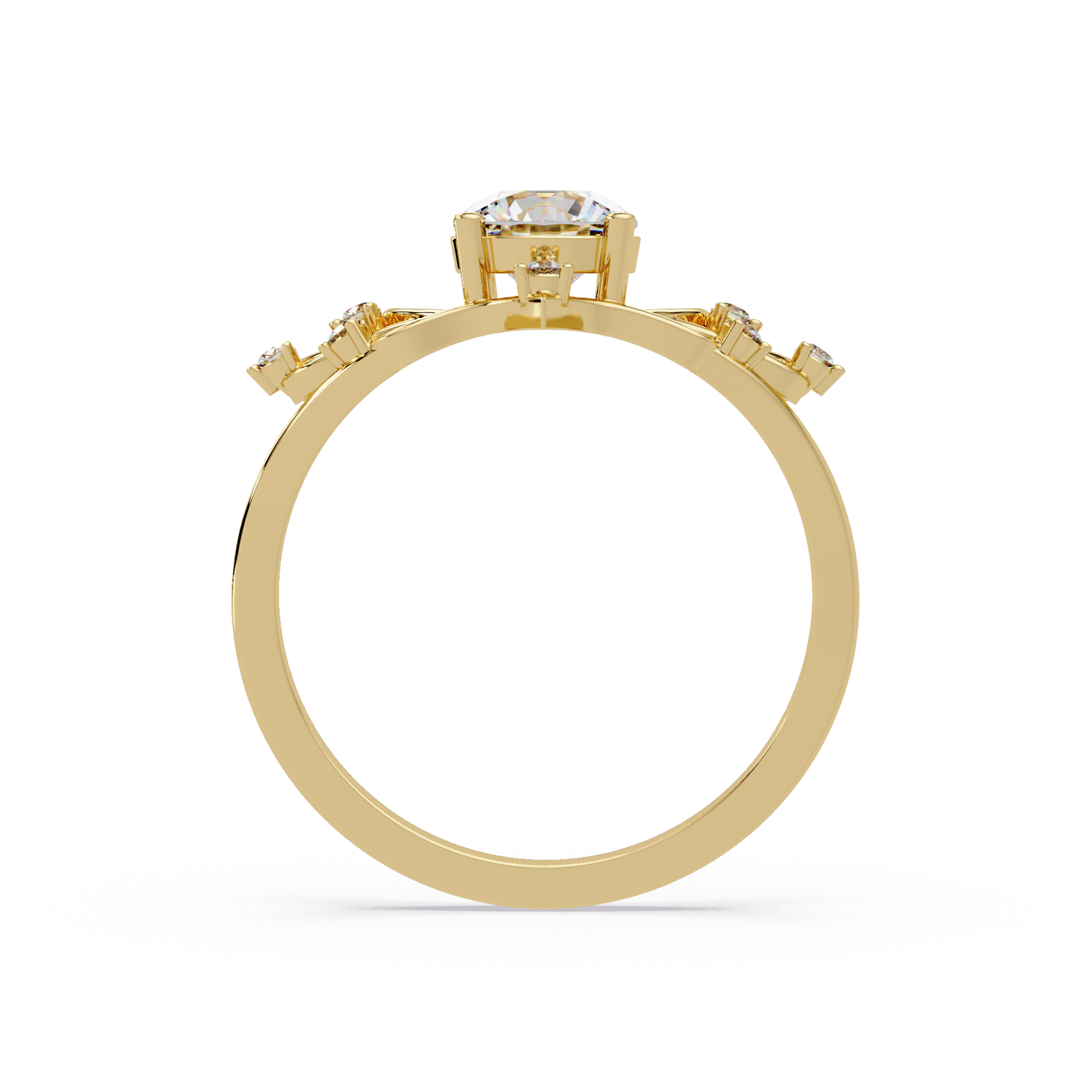 Round Cut Lab Grown Diamond Nature Inspired Ring