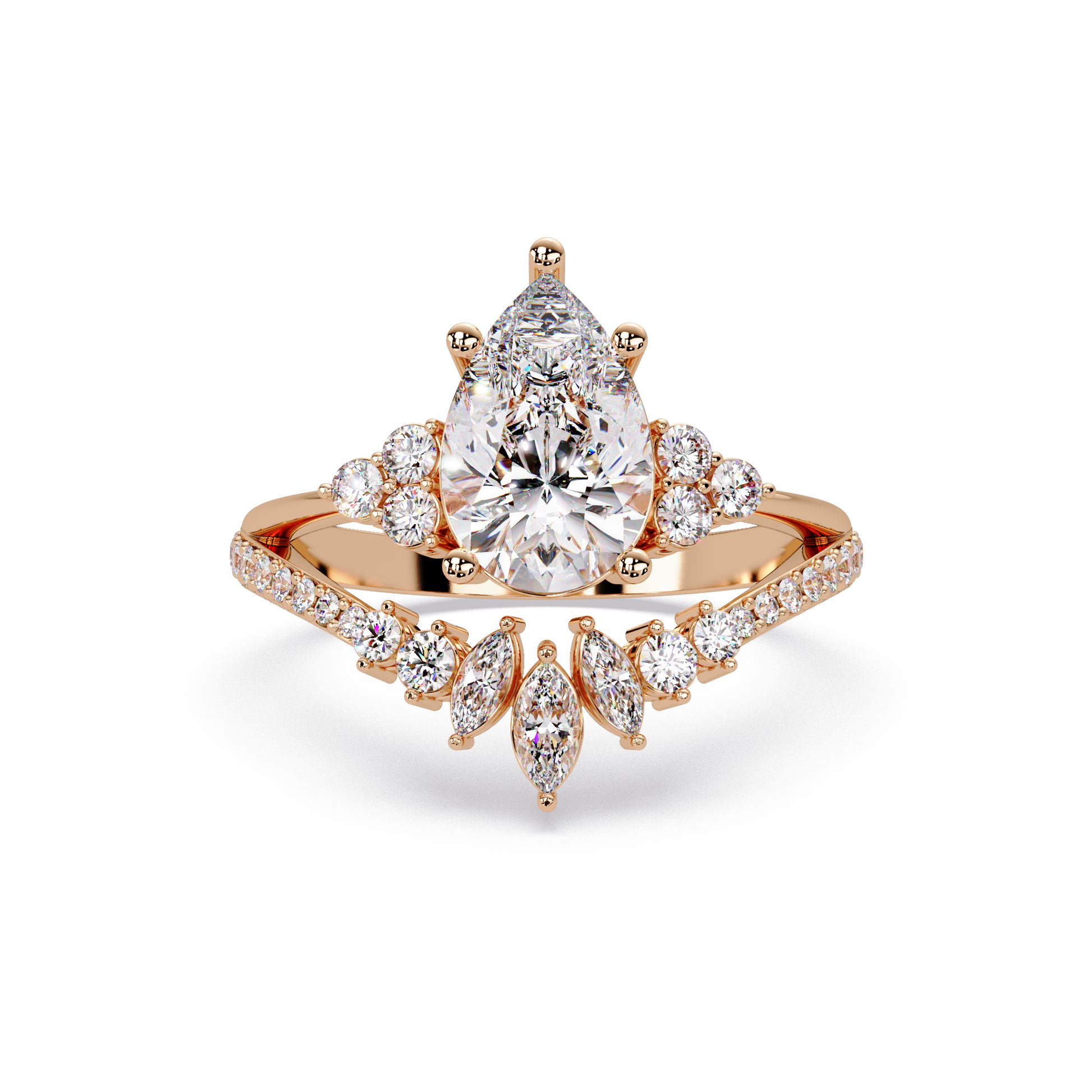 Pear Cut Lab Grown Diamond Engagement Ring