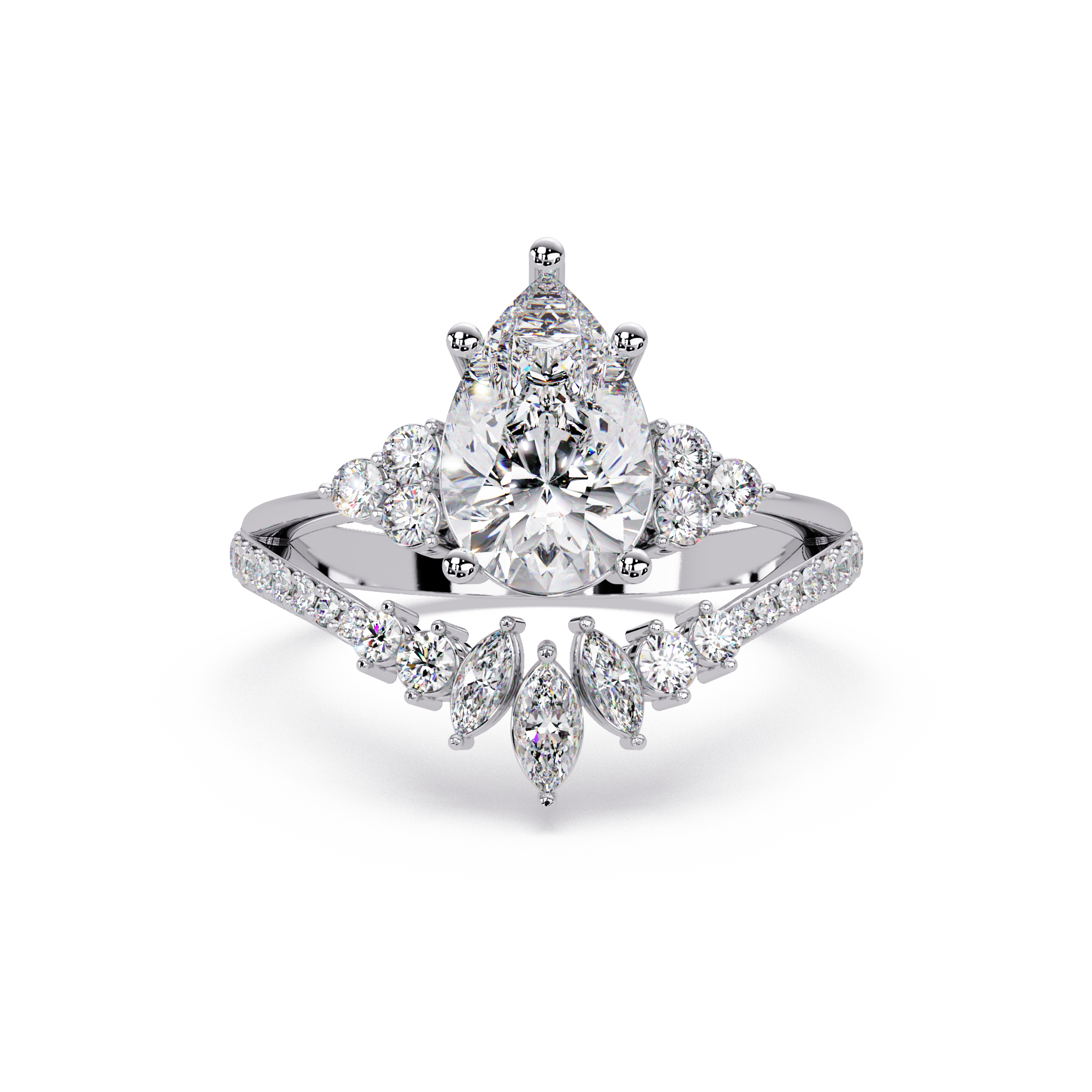 Pear Cut Lab Grown Diamond Engagement Ring