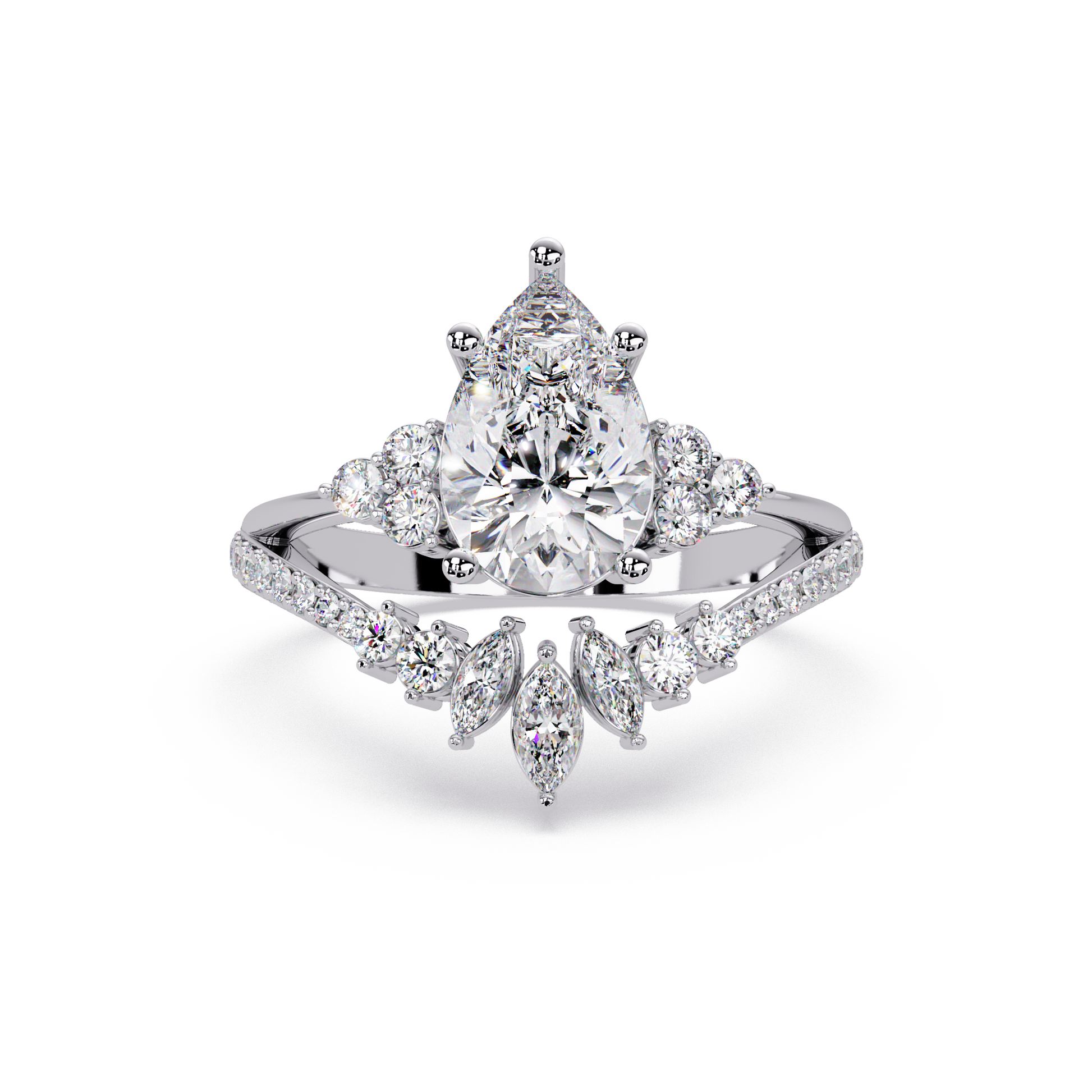 Pear Cut Lab Grown Diamond Engagement Ring