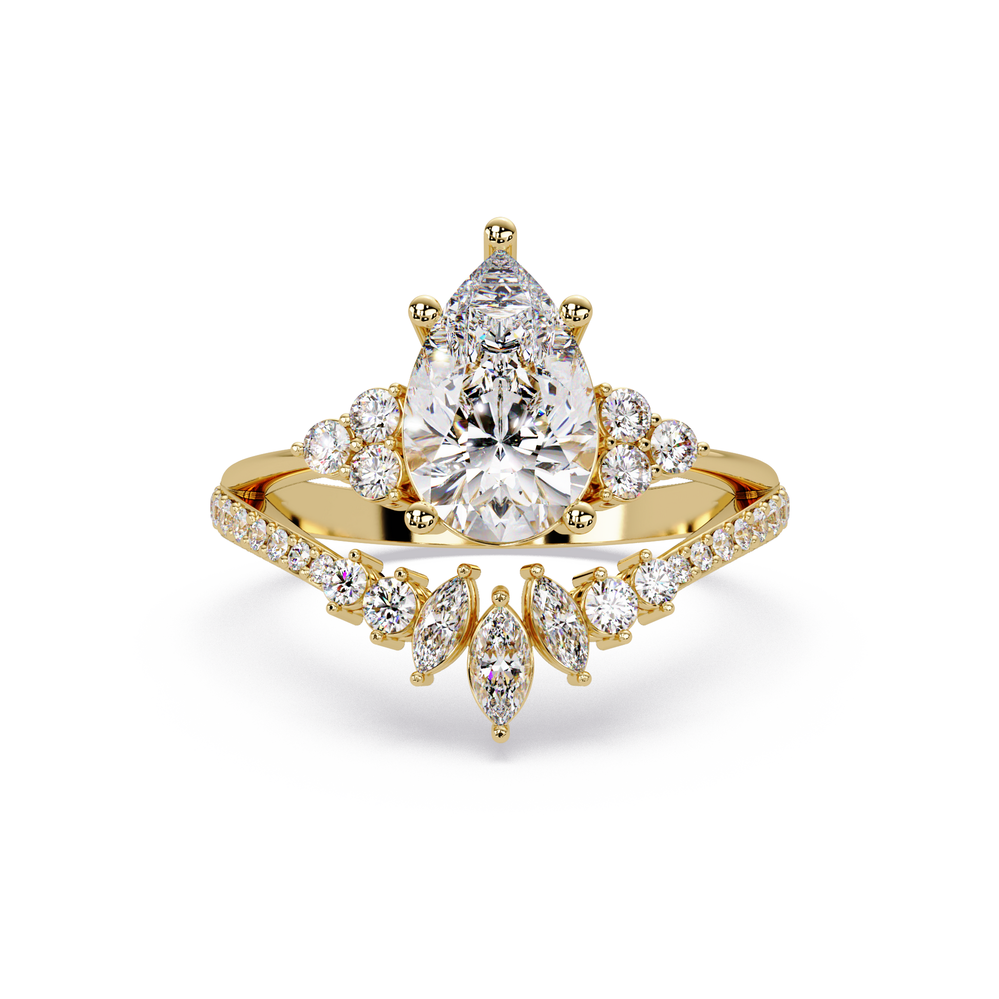 Pear Cut Lab Grown Diamond Engagement Ring