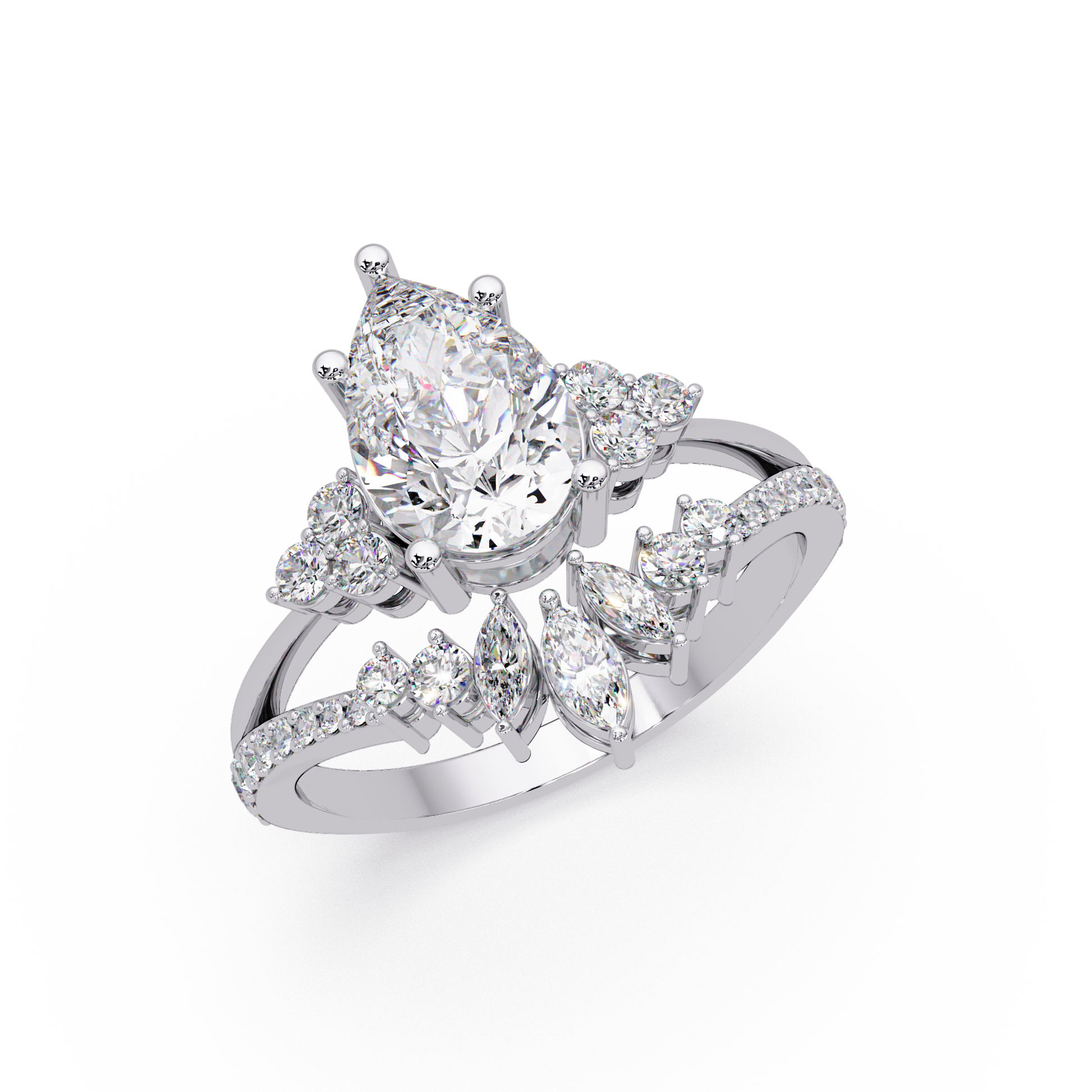Pear Cut Lab Grown Diamond Engagement Ring