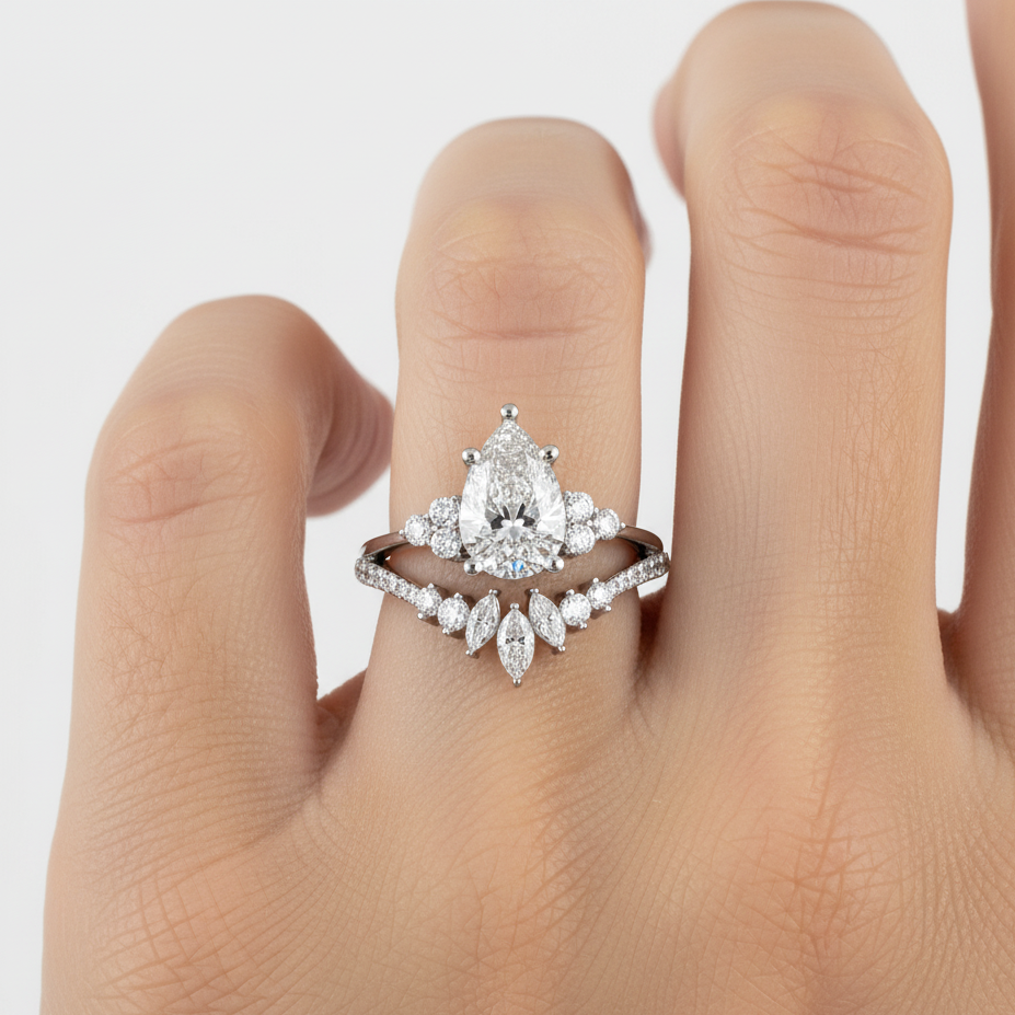 Pear Cut Lab Grown Diamond Engagement Ring