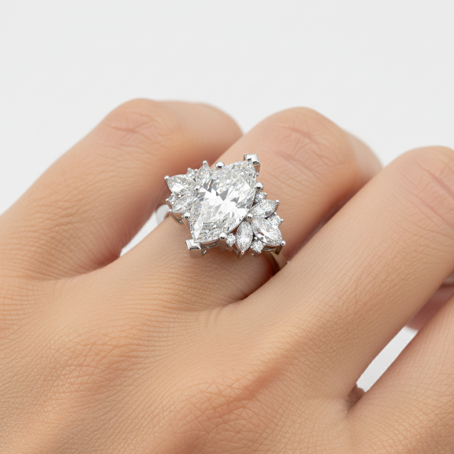 Marquise Cut Lab Grown Diamond Engagement Ring