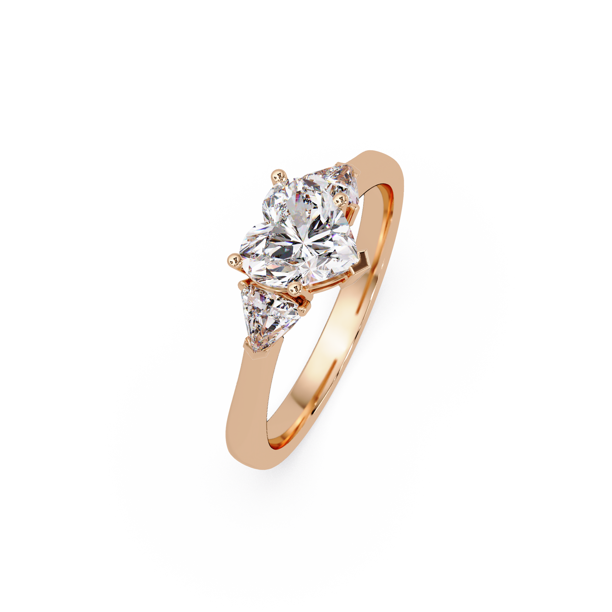 Heart Cut Lab Grown Diamond Three Stone Ring