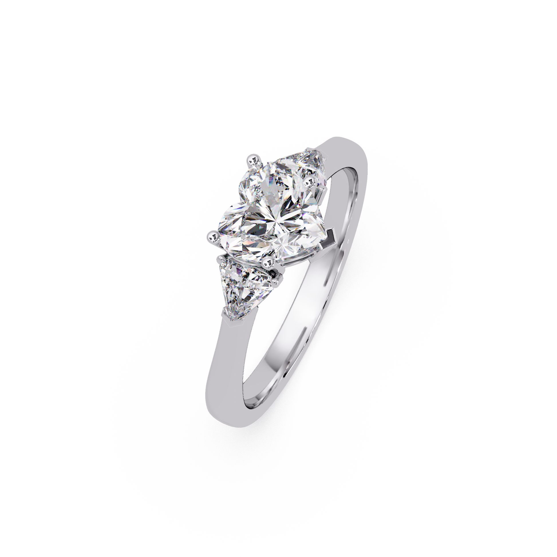 Heart Cut Lab Grown Diamond Three Stone Ring
