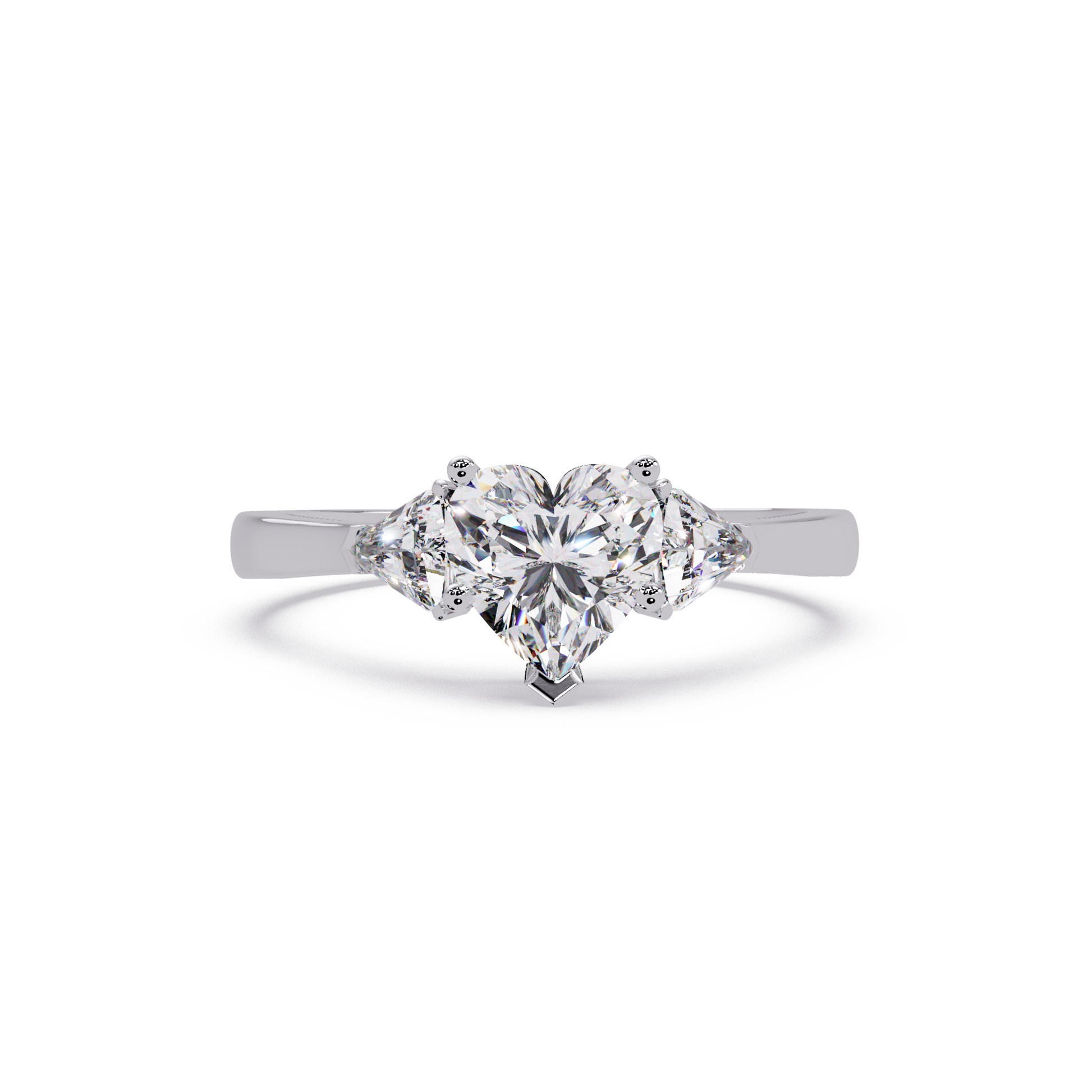 Heart Cut Lab Grown Diamond Three Stone Ring