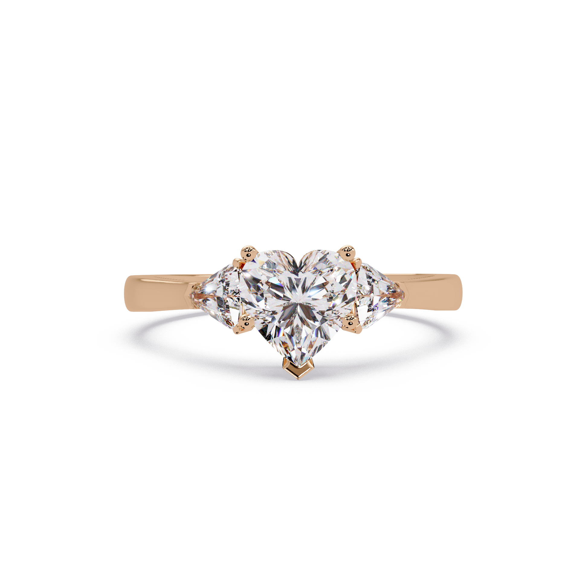 Heart Cut Lab Grown Diamond Three Stone Ring