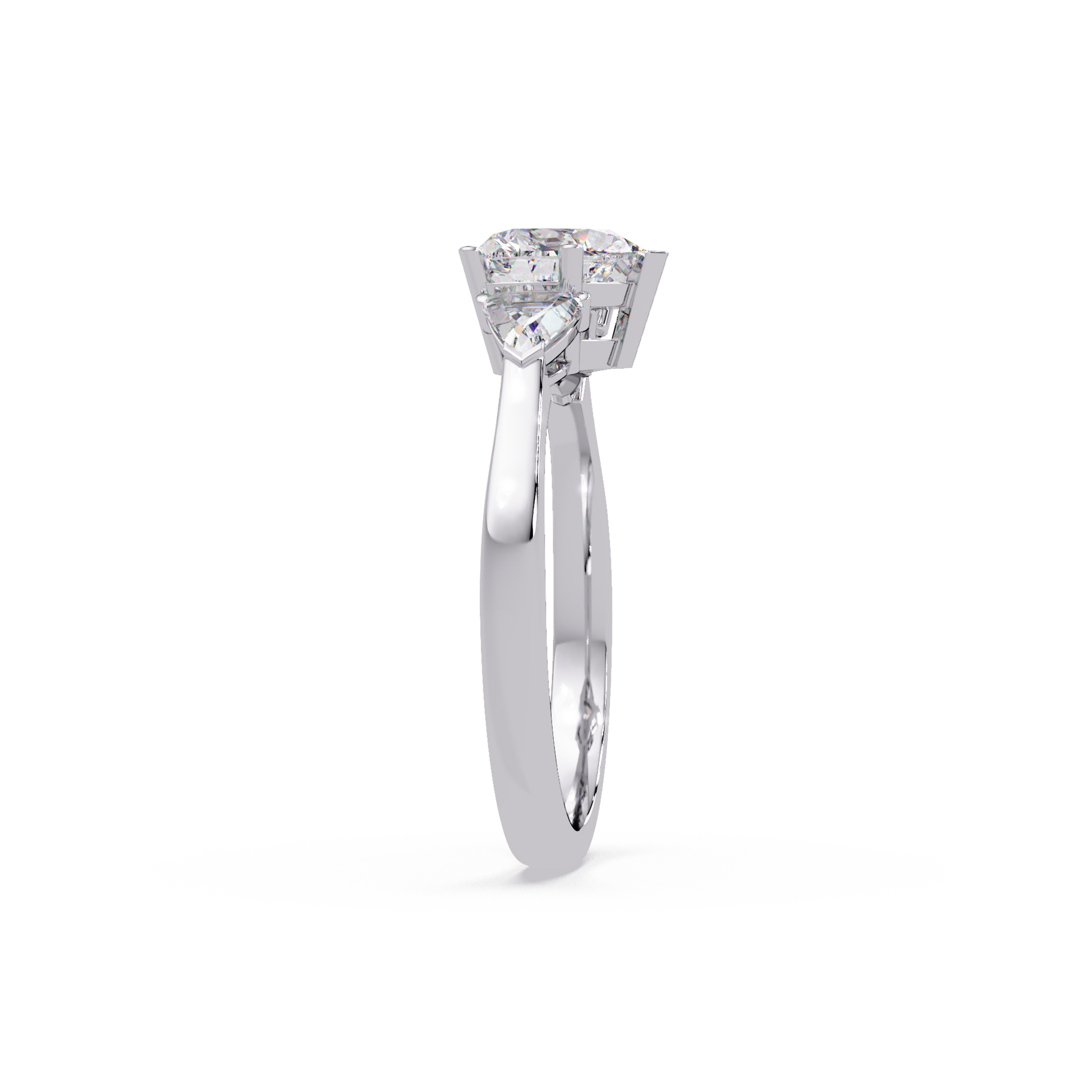 Heart Cut Lab Grown Diamond Three Stone Ring
