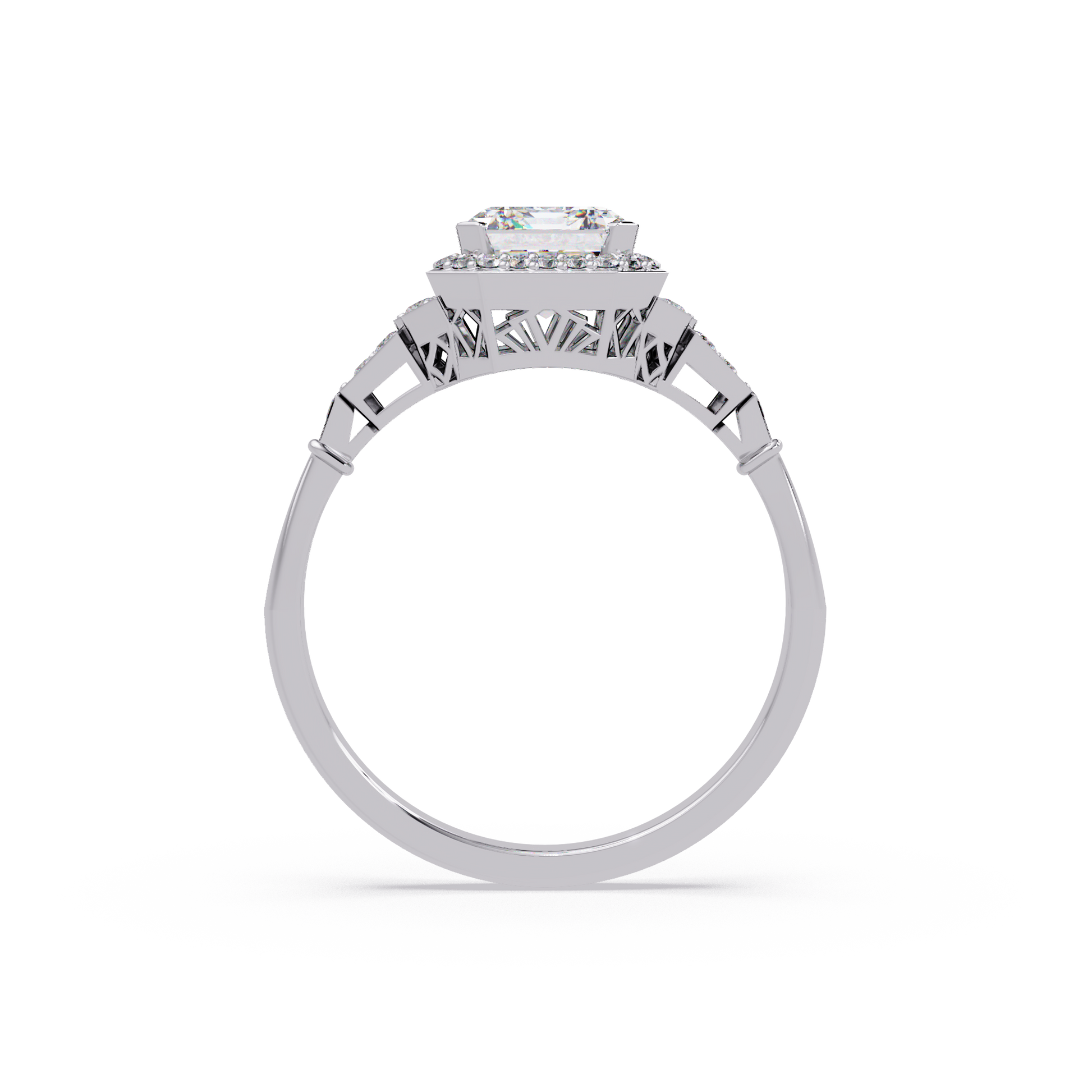 Emerald Cut Lab Grown Diamond Halo Ring