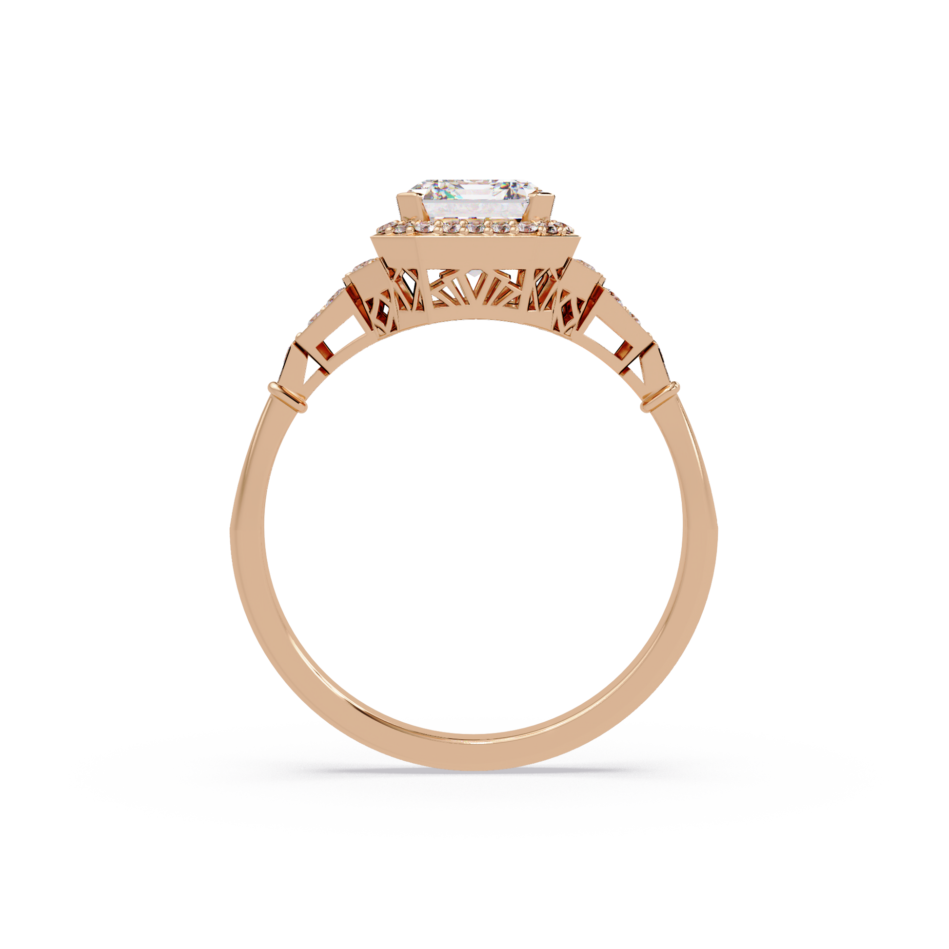 Emerald Cut Lab Grown Diamond Halo Ring