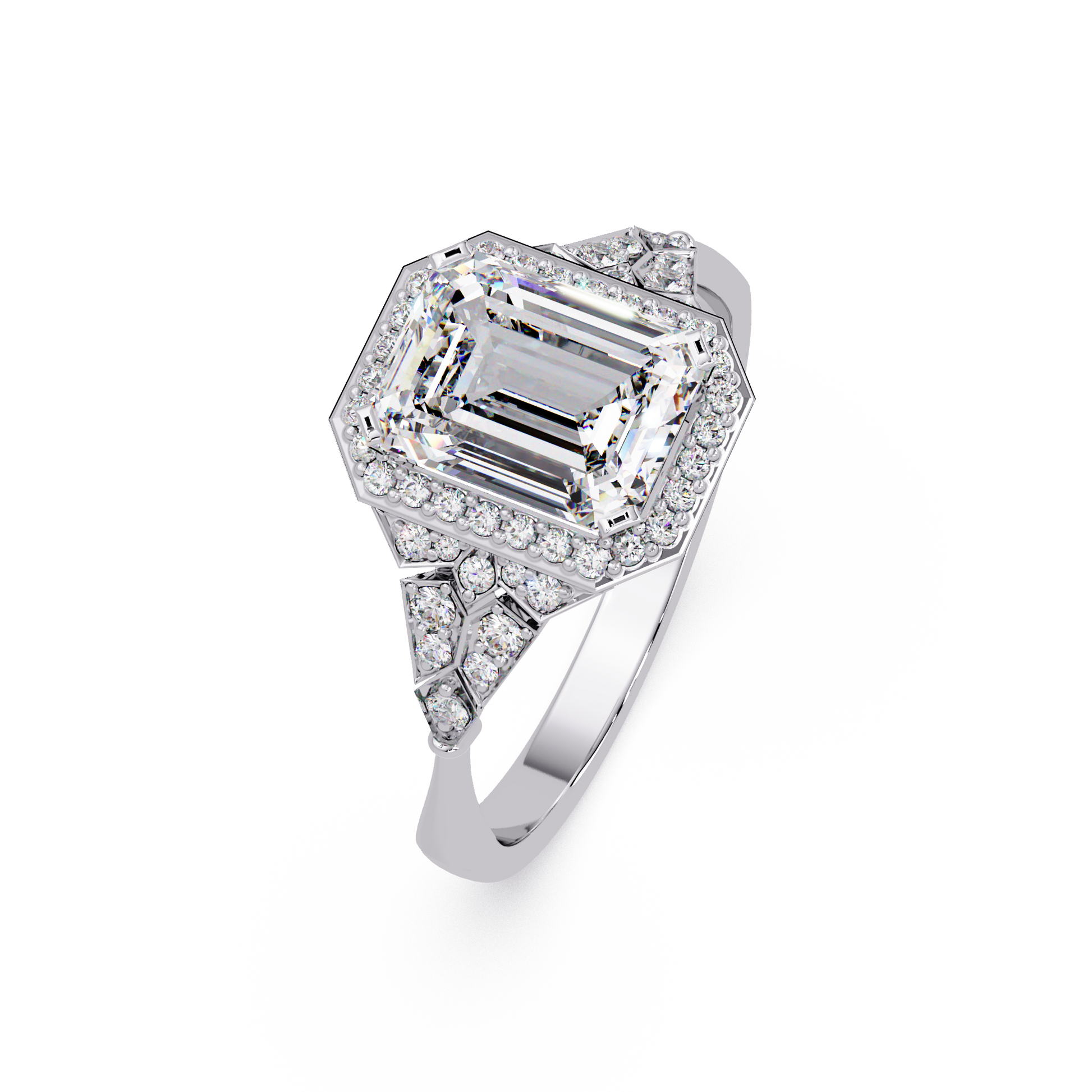 Emerald Cut Lab Grown Diamond Halo Ring