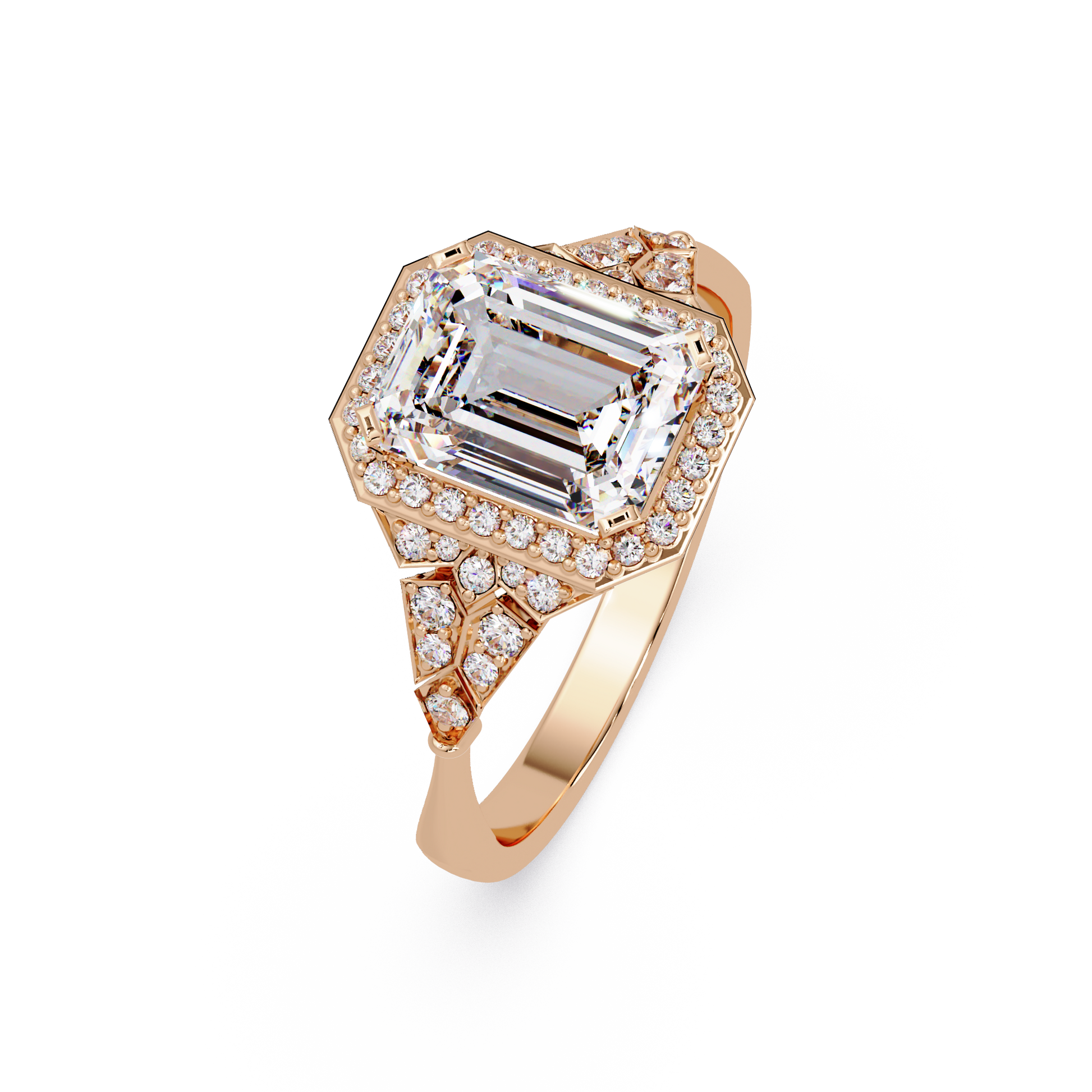Emerald Cut Lab Grown Diamond Halo Ring