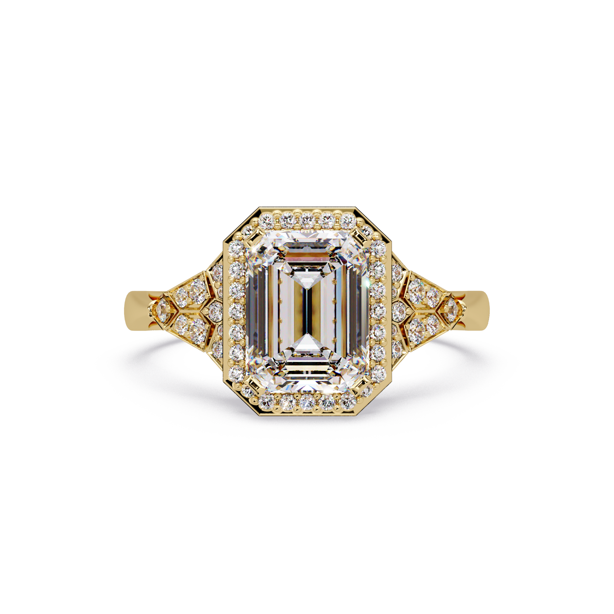 Emerald Cut Lab Grown Diamond Halo Ring