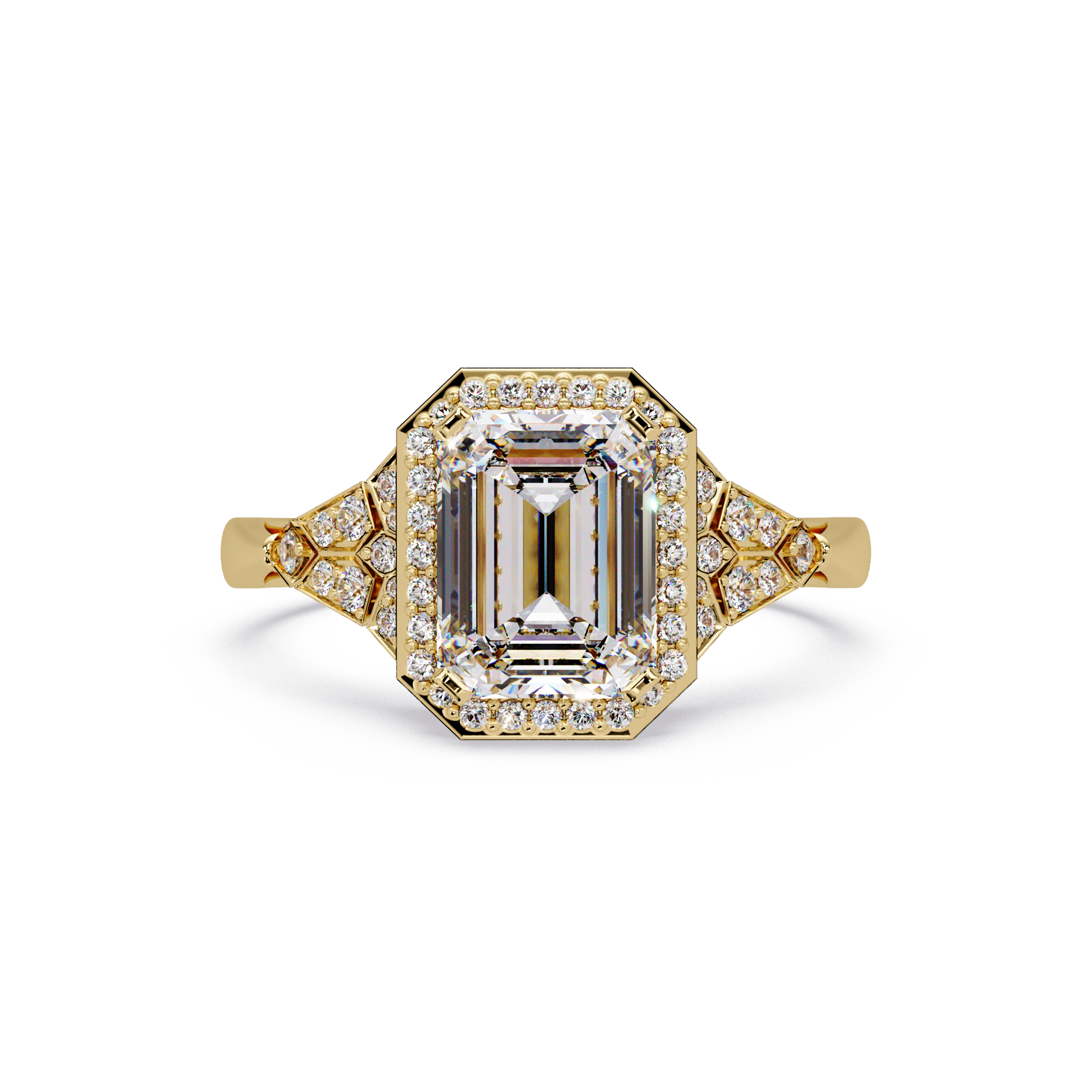 Emerald Cut Lab Grown Diamond Halo Ring