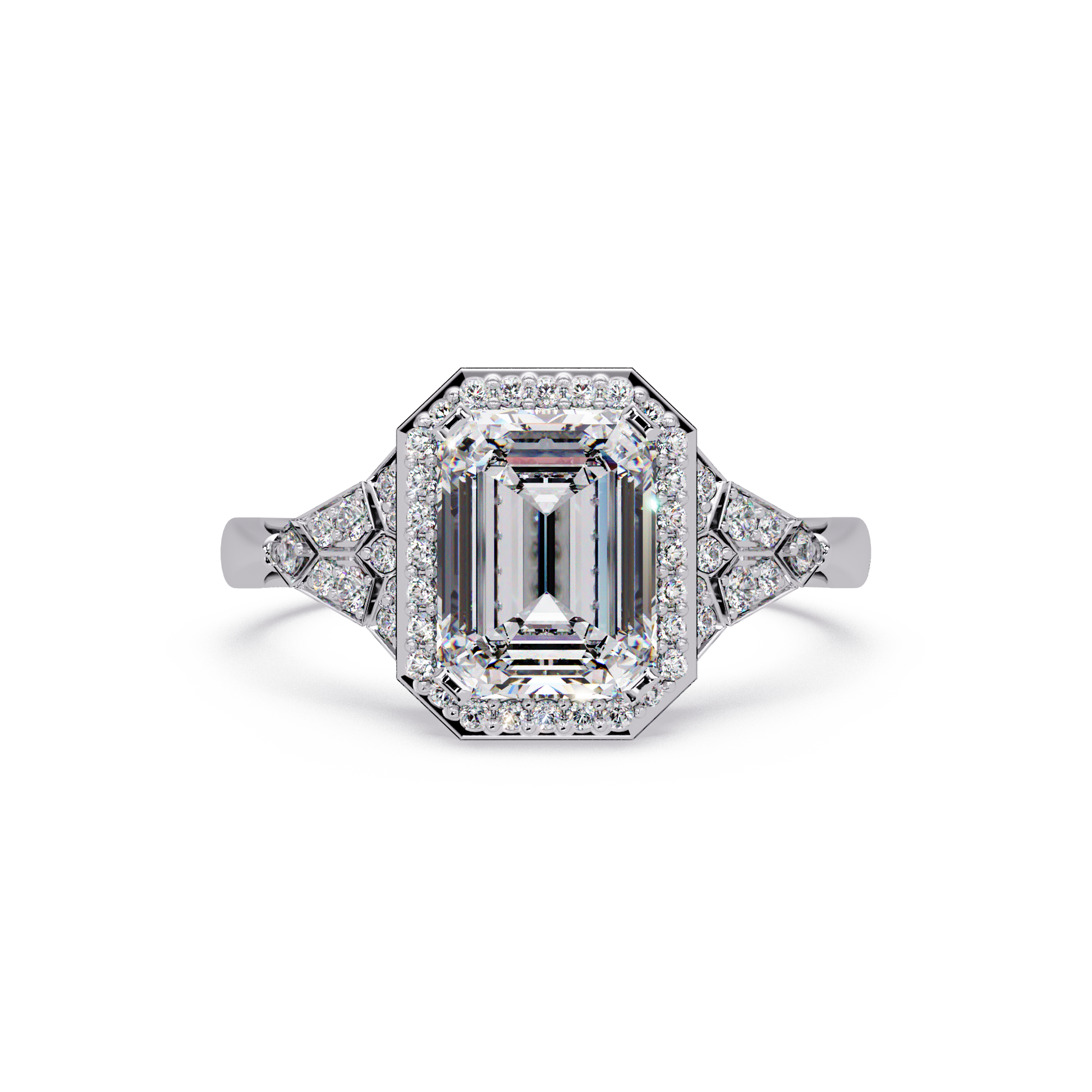 Emerald Cut Lab Grown Diamond Halo Ring