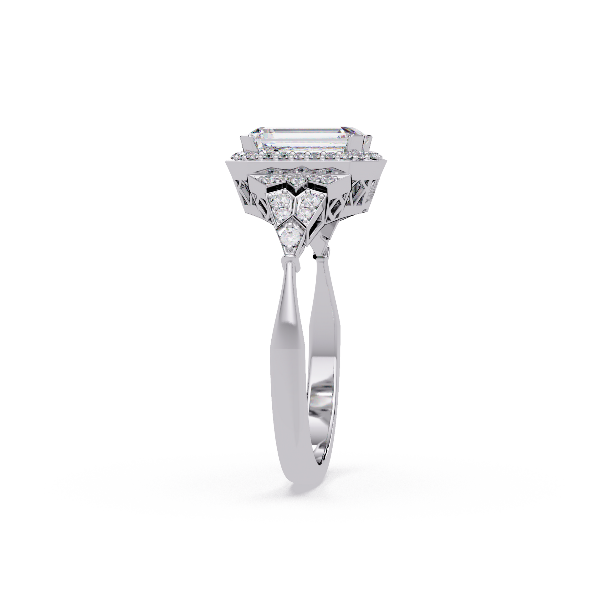 Emerald Cut Lab Grown Diamond Halo Ring