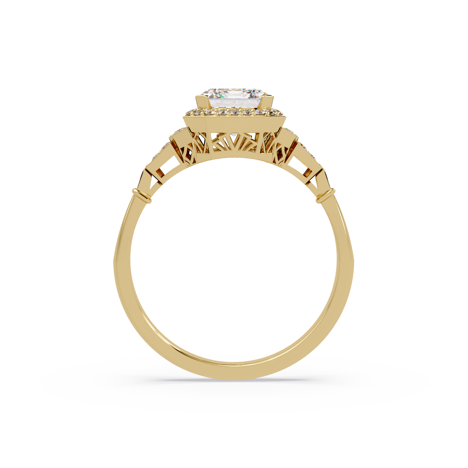 Emerald Cut Lab Grown Diamond Halo Ring