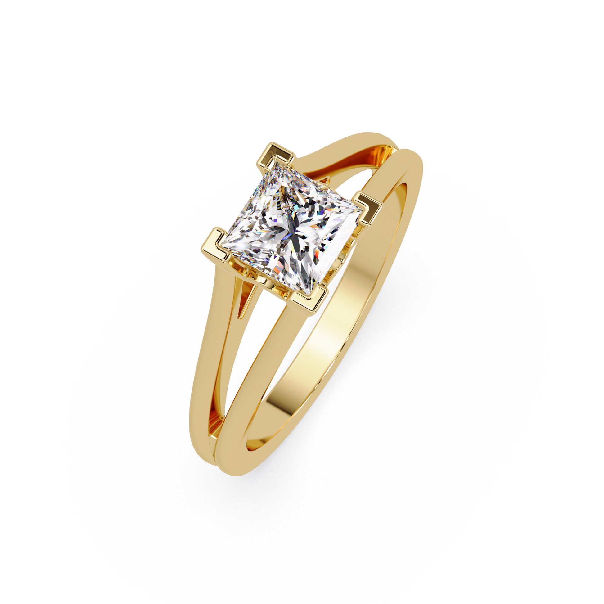 Princess Cut Lab Grown Diamond Split Shank Solitaire Ring