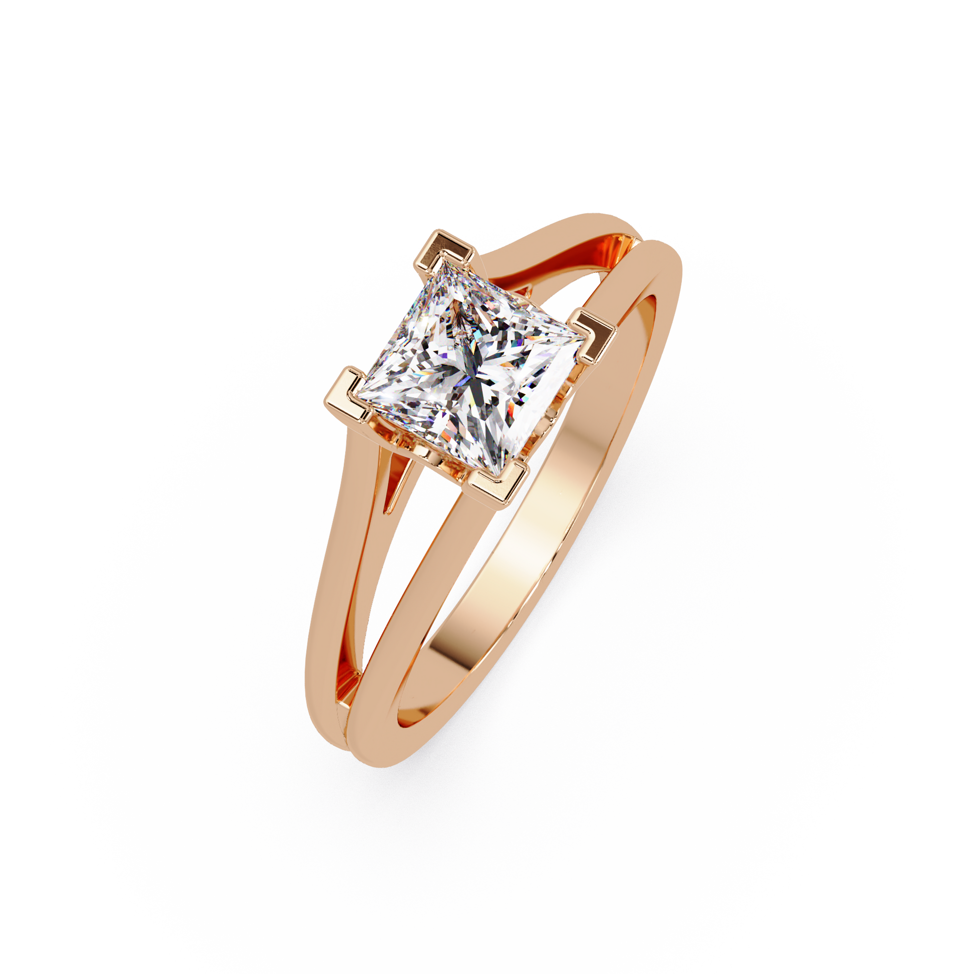 Princess Cut Lab Grown Diamond Split Shank Solitaire Ring