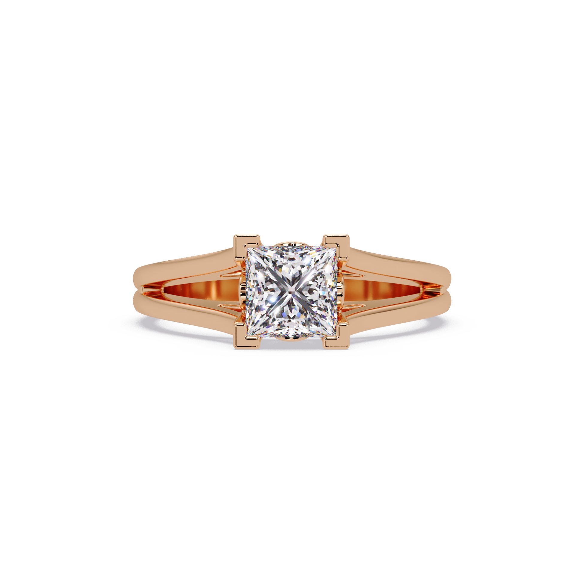 Princess Cut Lab Grown Diamond Split Shank Solitaire Ring
