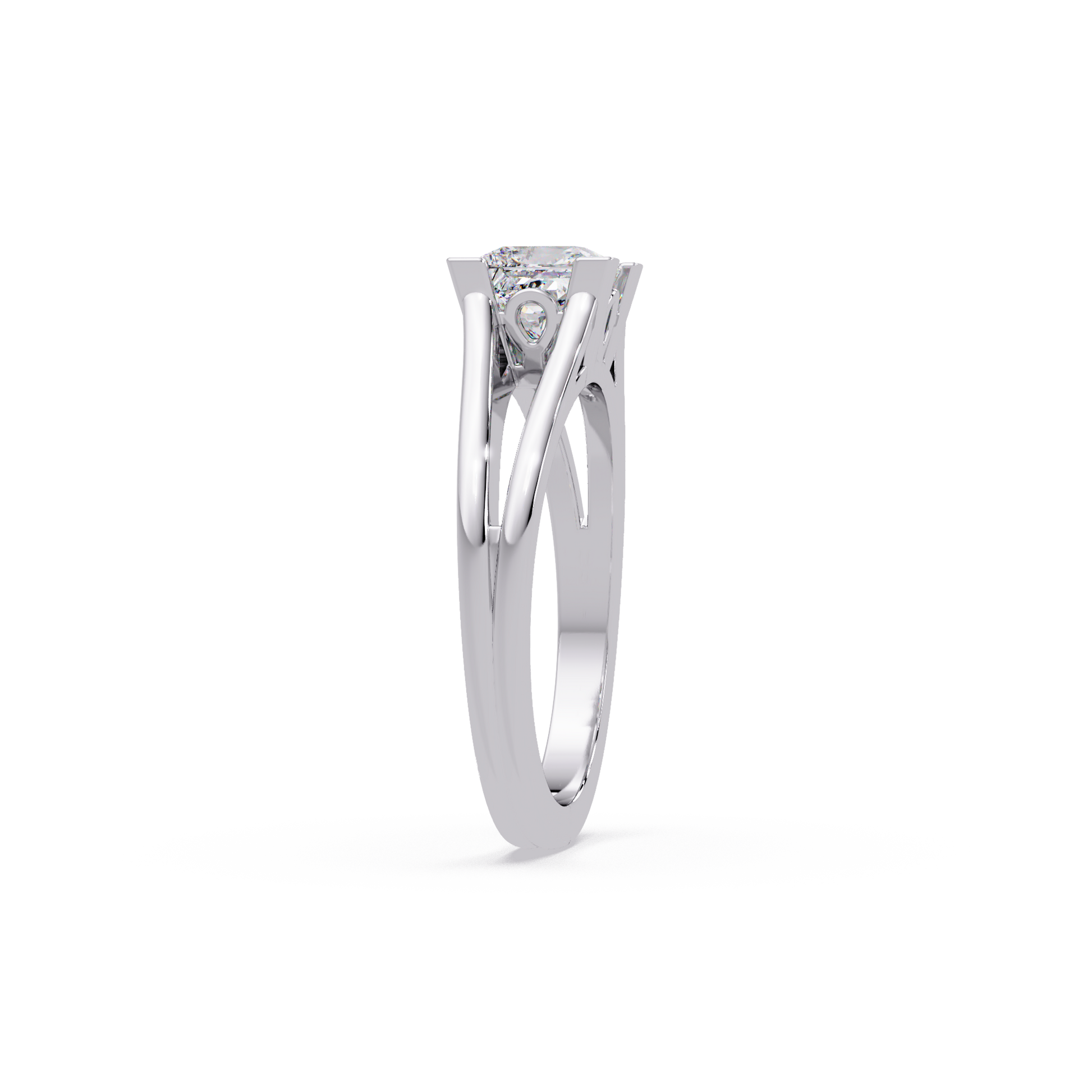 Princess Cut Lab Grown Diamond Split Shank Solitaire Ring