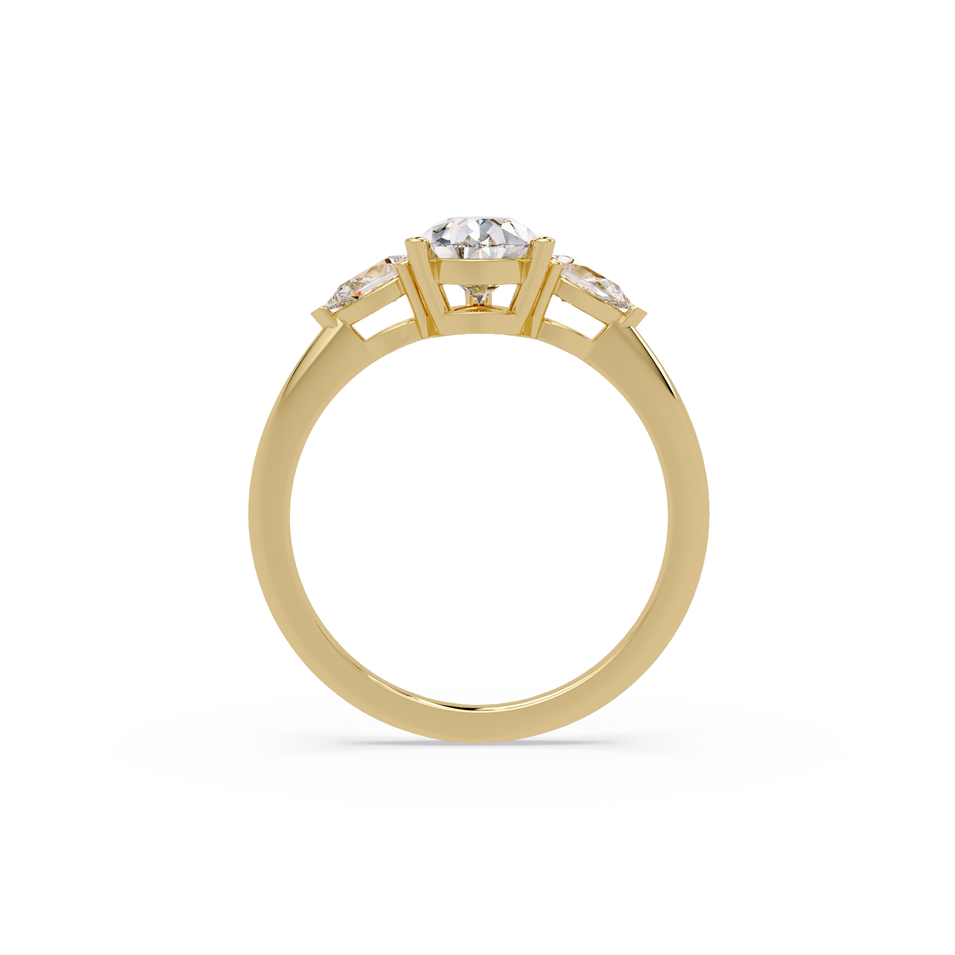 Pear Cut Lab Grown Diamond Three Stone Ring