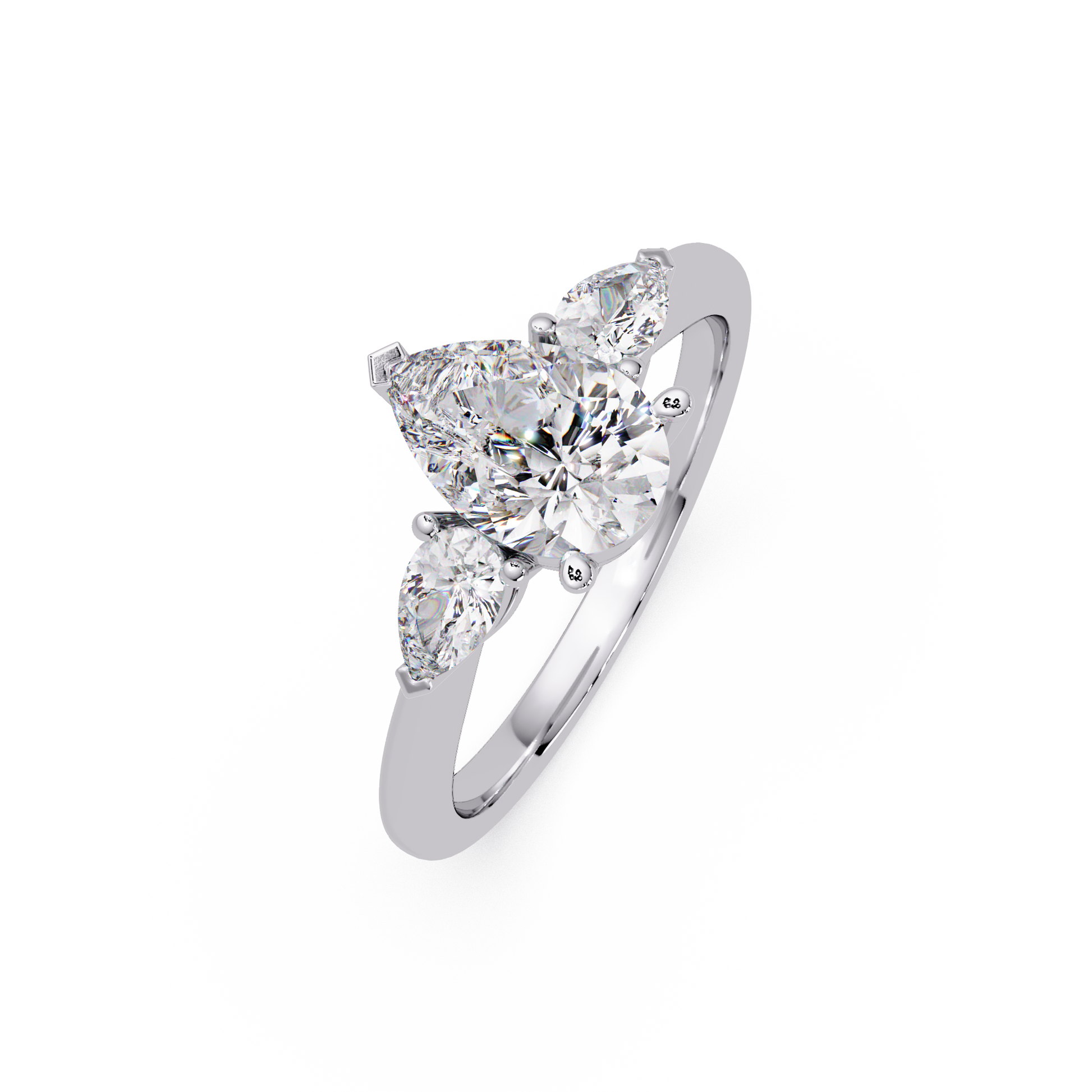 Pear Cut Lab Grown Diamond Three Stone Ring