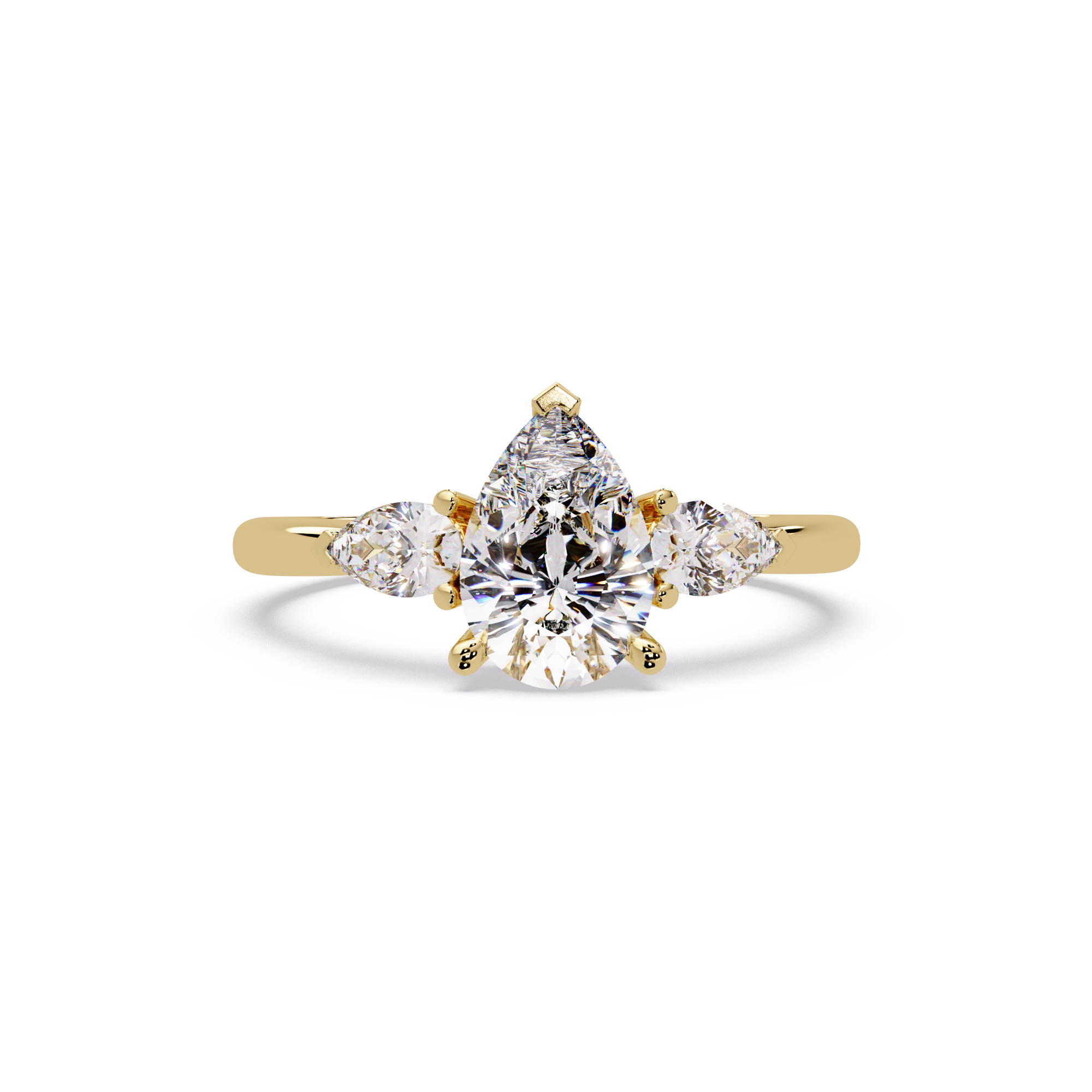 Pear Cut Lab Grown Diamond Three Stone Ring