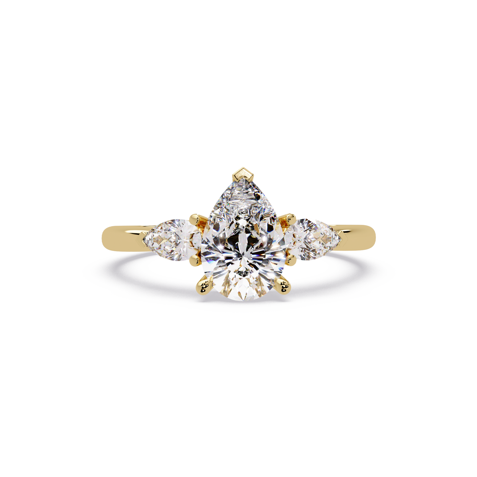 Pear Cut Lab Grown Diamond Three Stone Ring