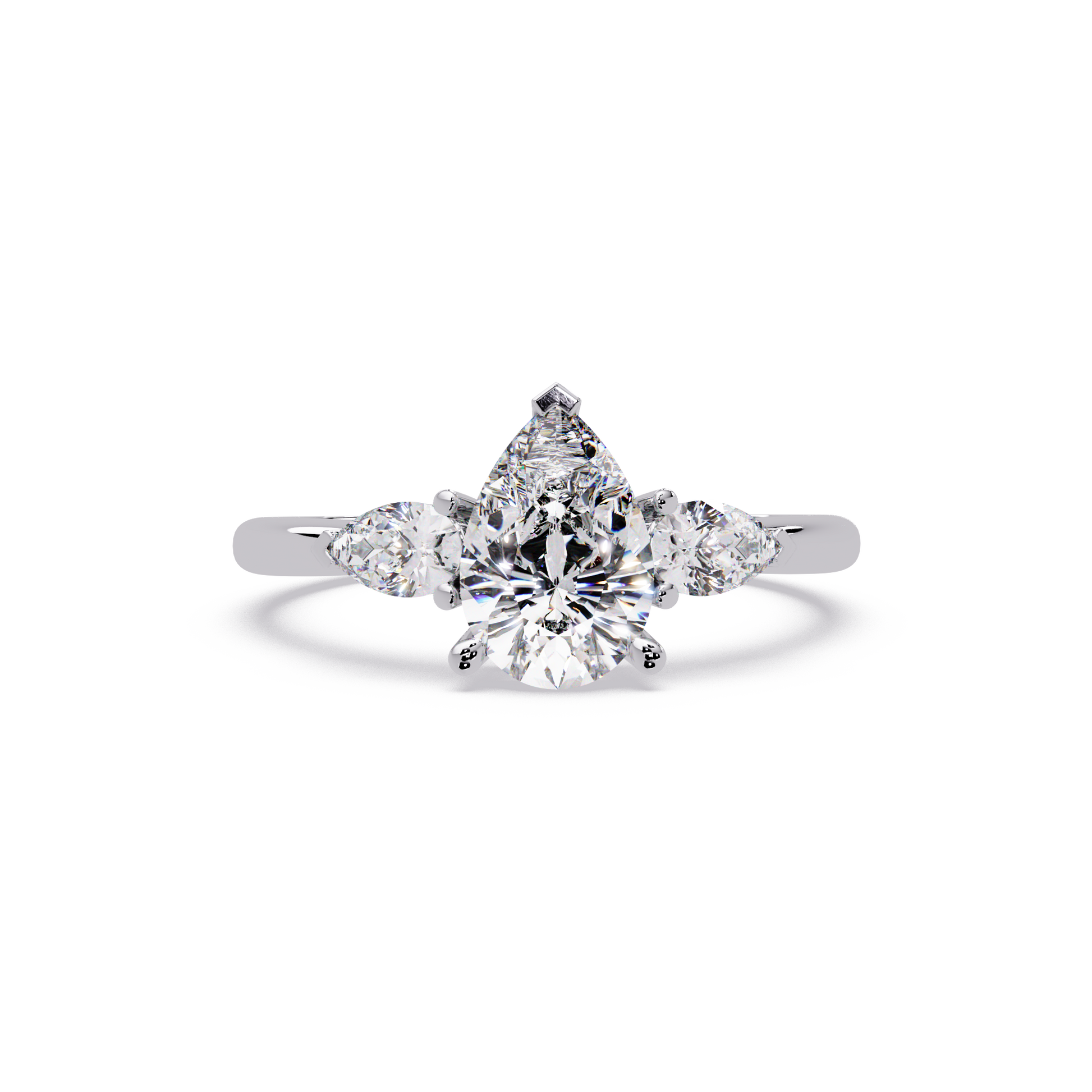 Pear Cut Lab Grown Diamond Three Stone Ring