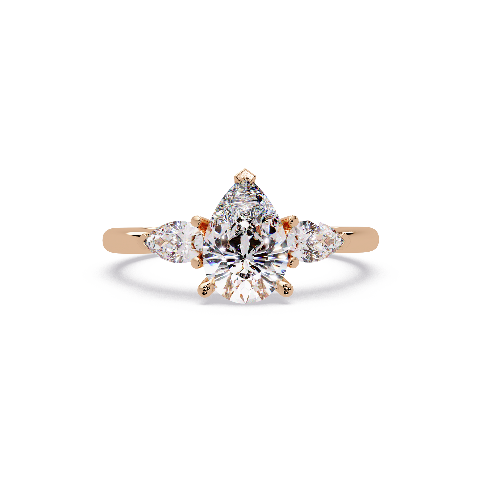Pear Cut Lab Grown Diamond Three Stone Ring