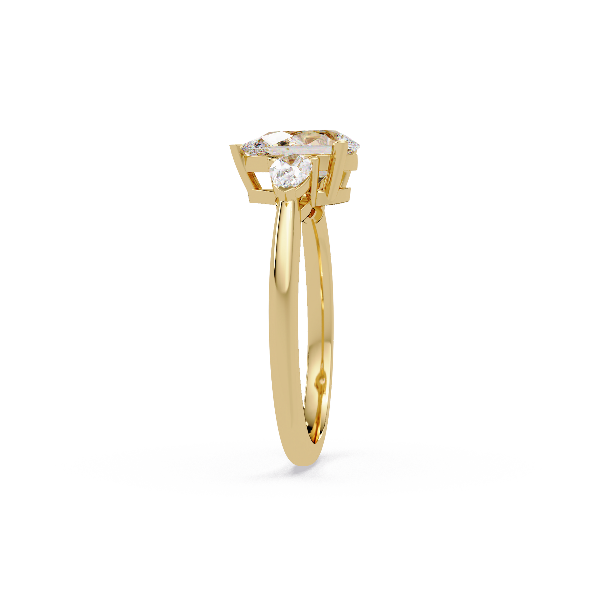 Pear Cut Lab Grown Diamond Three Stone Ring