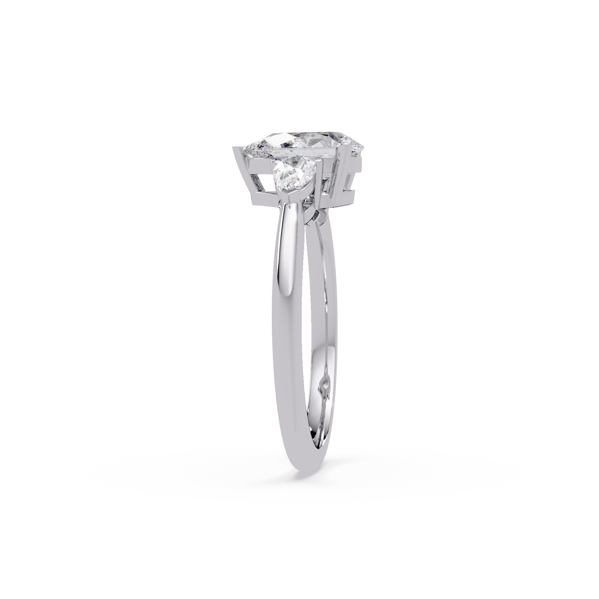 Pear Cut Lab Grown Diamond Three Stone Ring