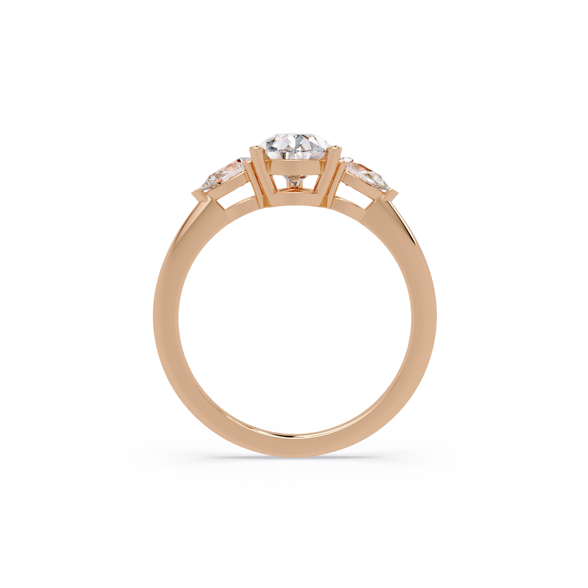 Pear Cut Lab Grown Diamond Three Stone Ring