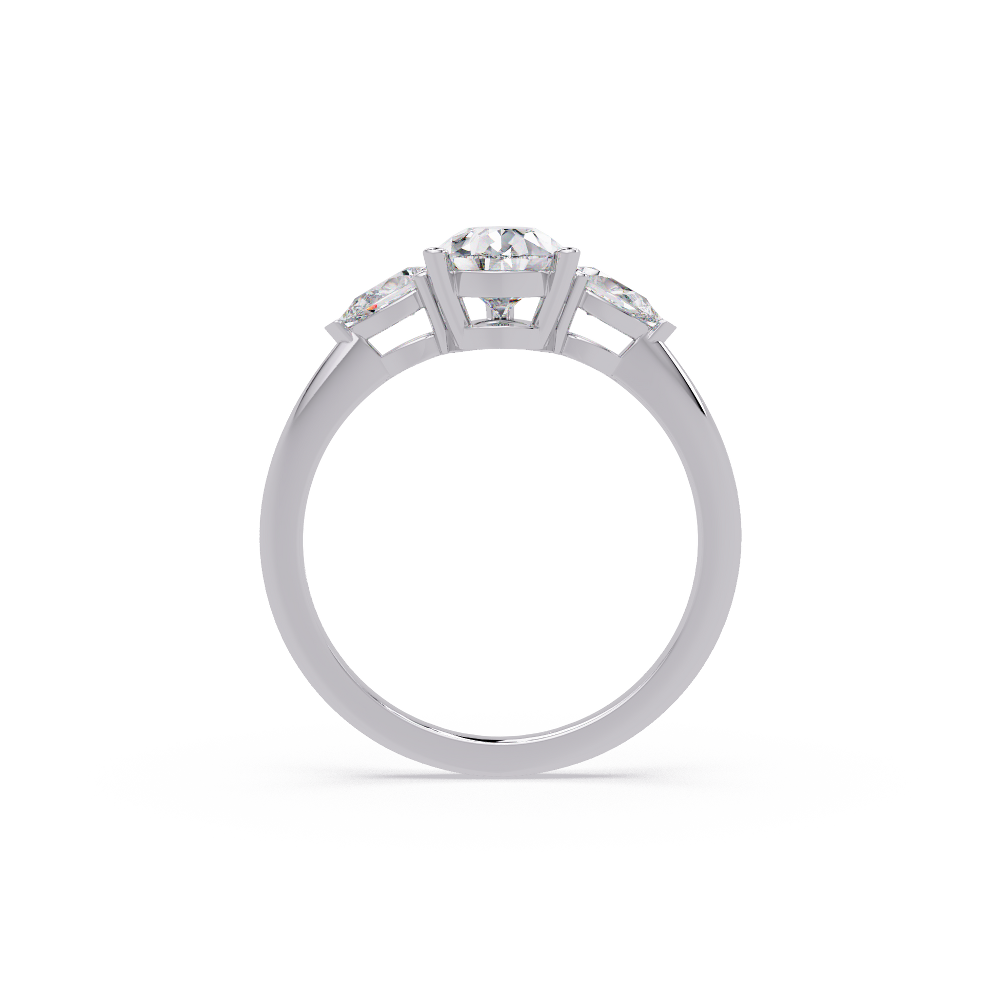 Pear Cut Lab Grown Diamond Three Stone Ring