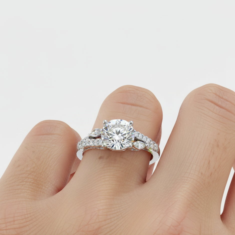 Round Cut Lab Grown Diamond Engagement Ring