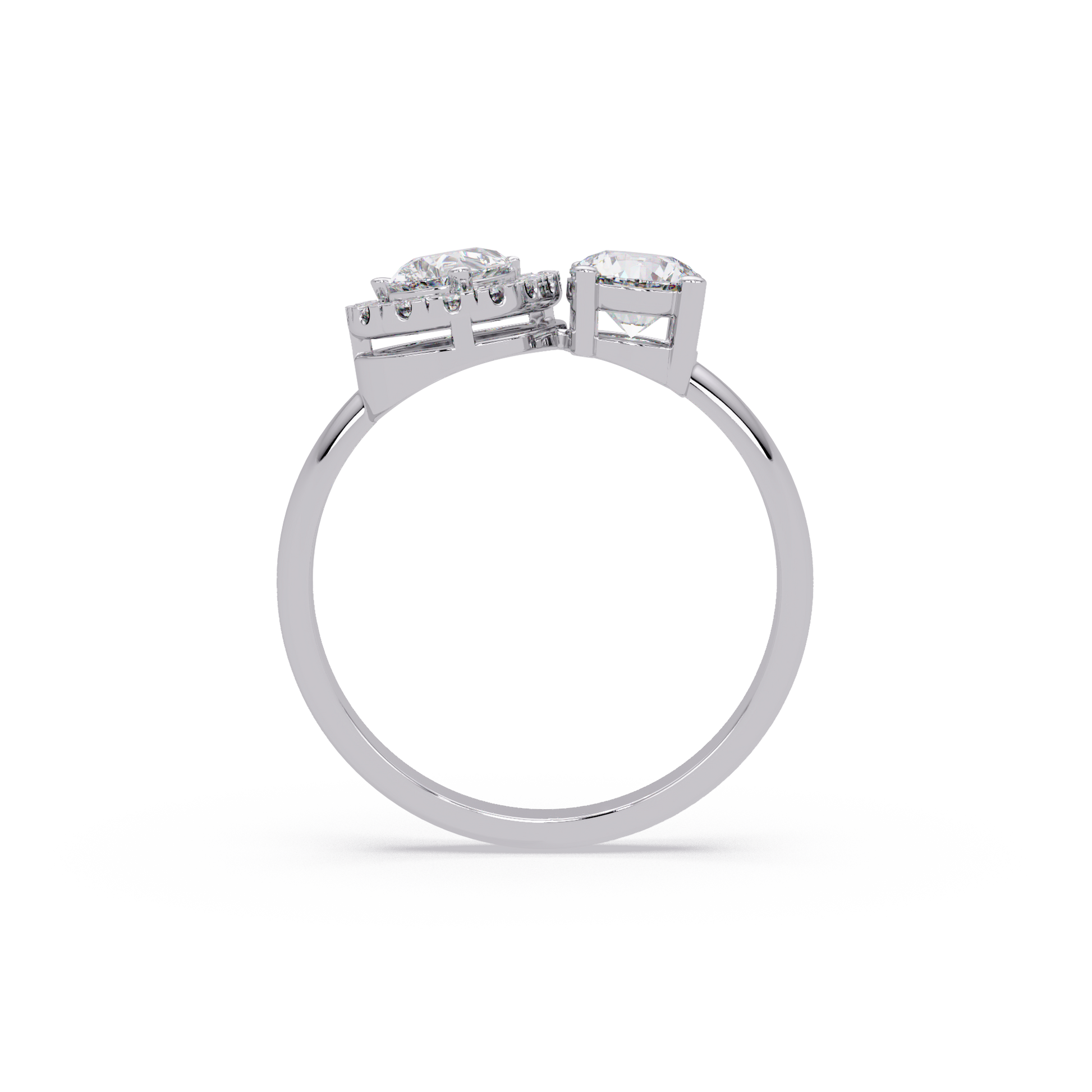 Pear And Round Cut Lab Grown Diamond Two Stone Ring