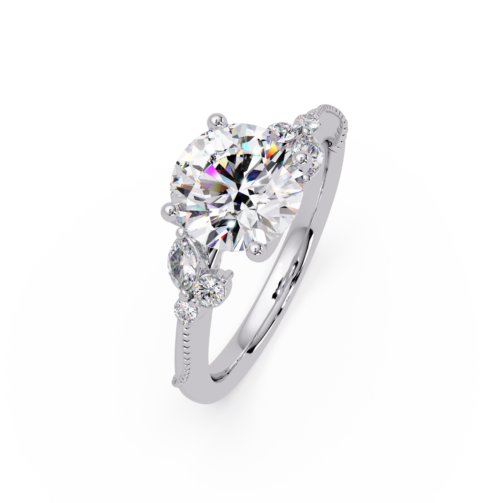 Round Cut Lab Grown Diamond Engagement Ring