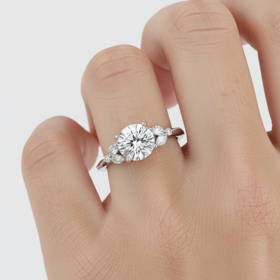 Round Cut Lab Grown Diamond Engagement Ring